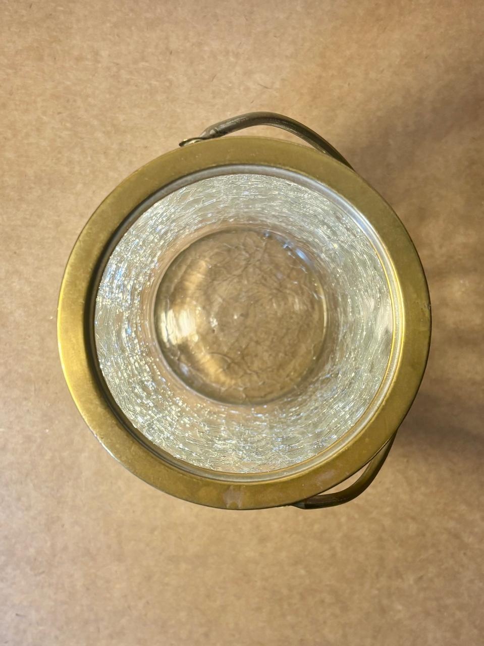 Vaso em vidro craquelado com alça em metal prateado (DMCPS_337)