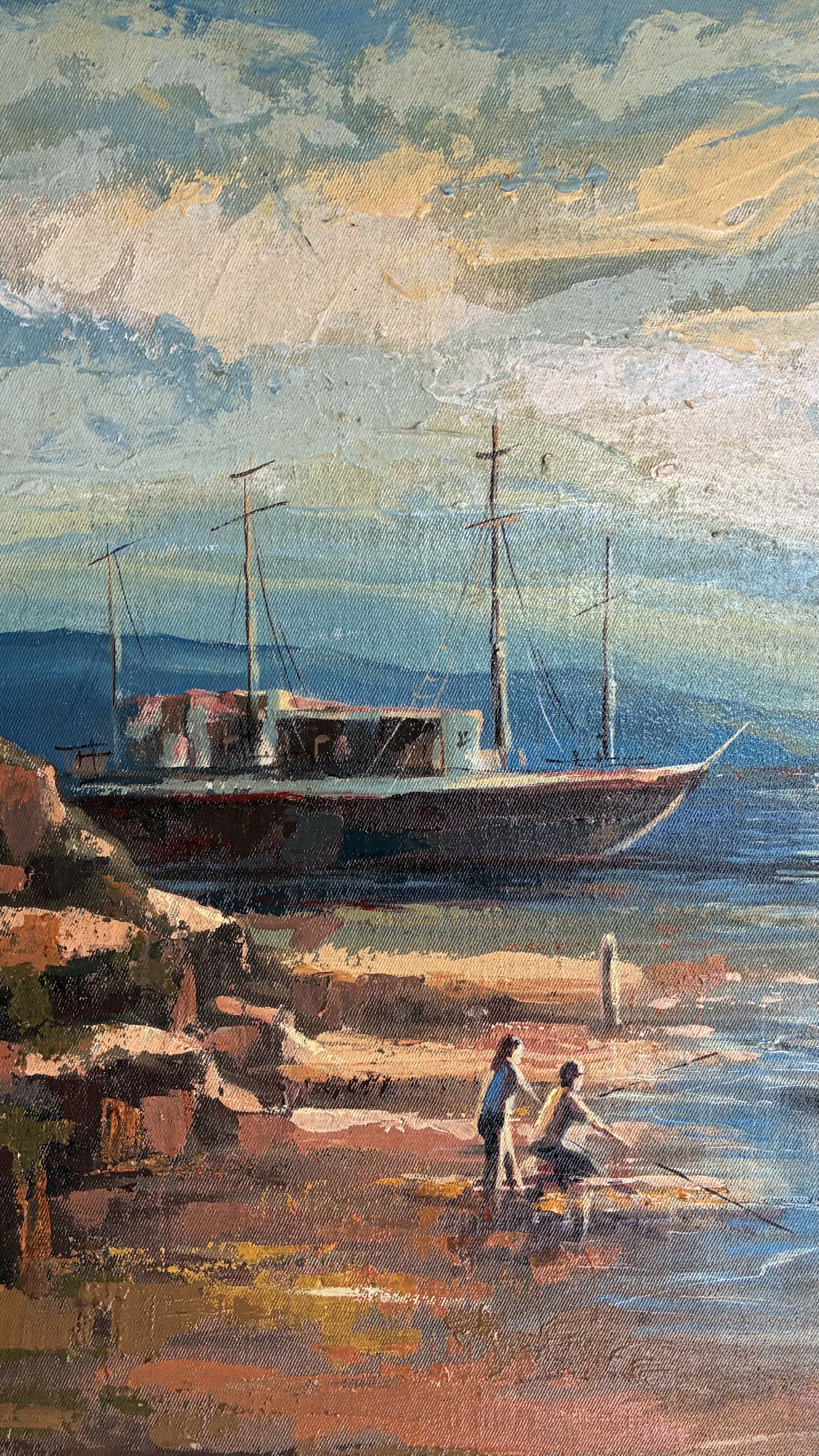 Quadro Óleo sobre Tela - Paisagem Marinha