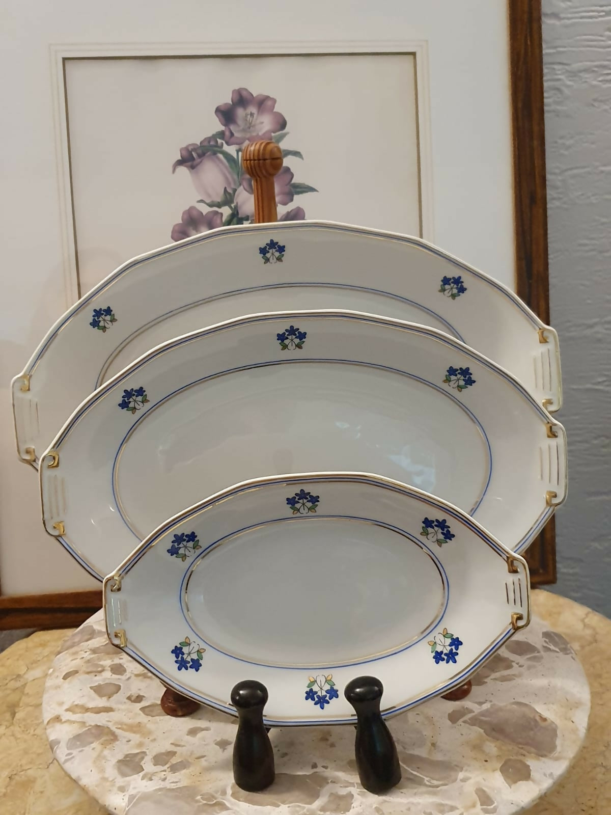 Trio de travessas em porcelana vintage portuguesa Candal. Impecáveis!