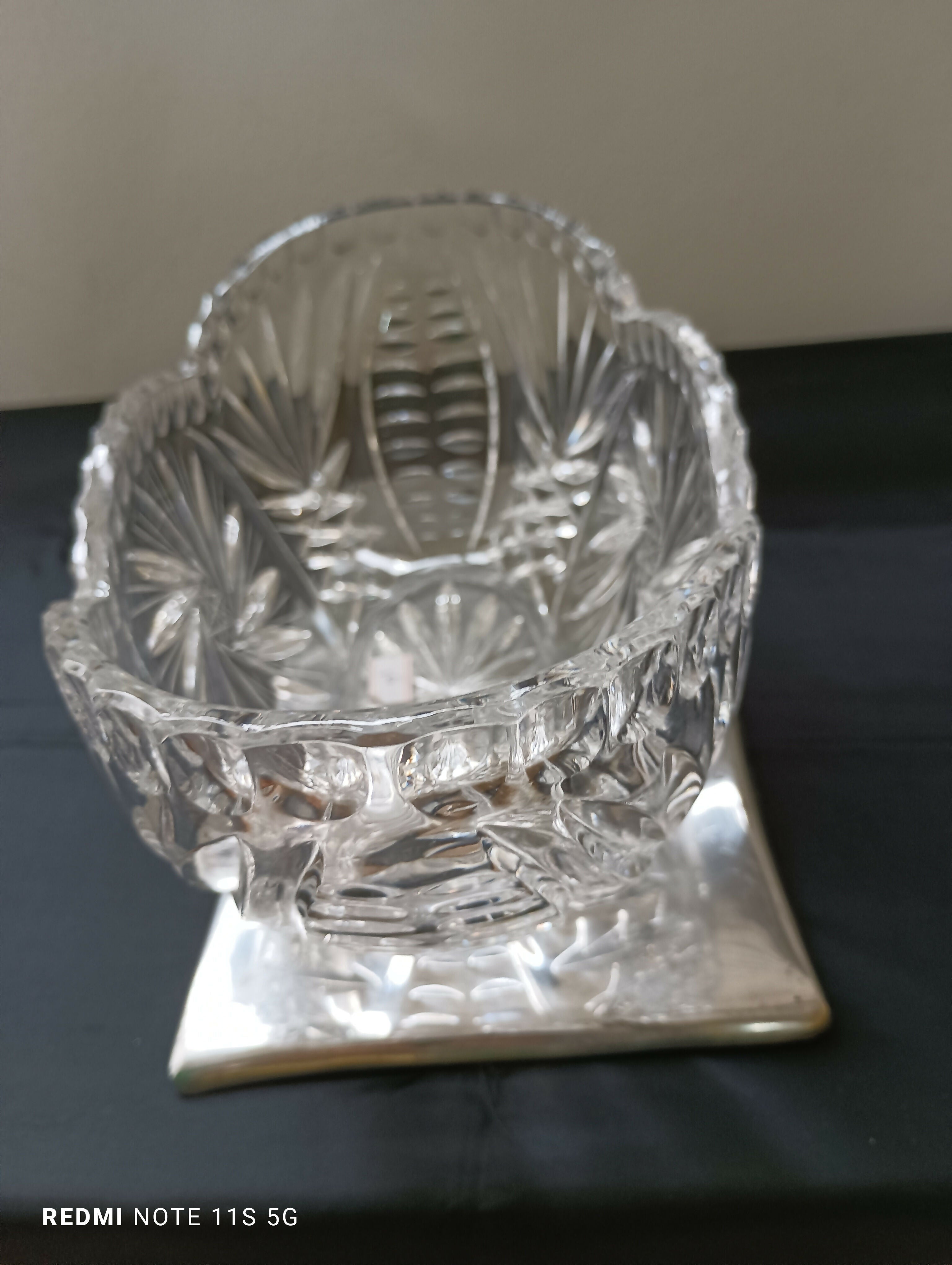 Centro de mesa de cristal lapidado