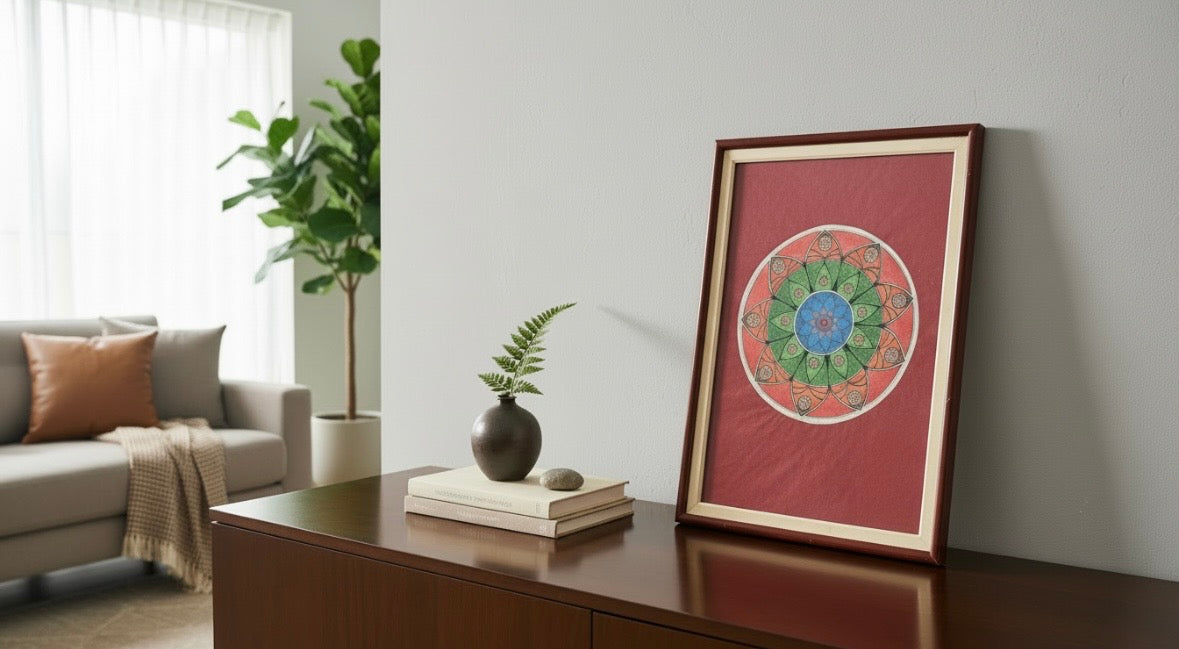 Quadro Antigo Mandala Original Pintada à Mão – Rene Boechat  2004