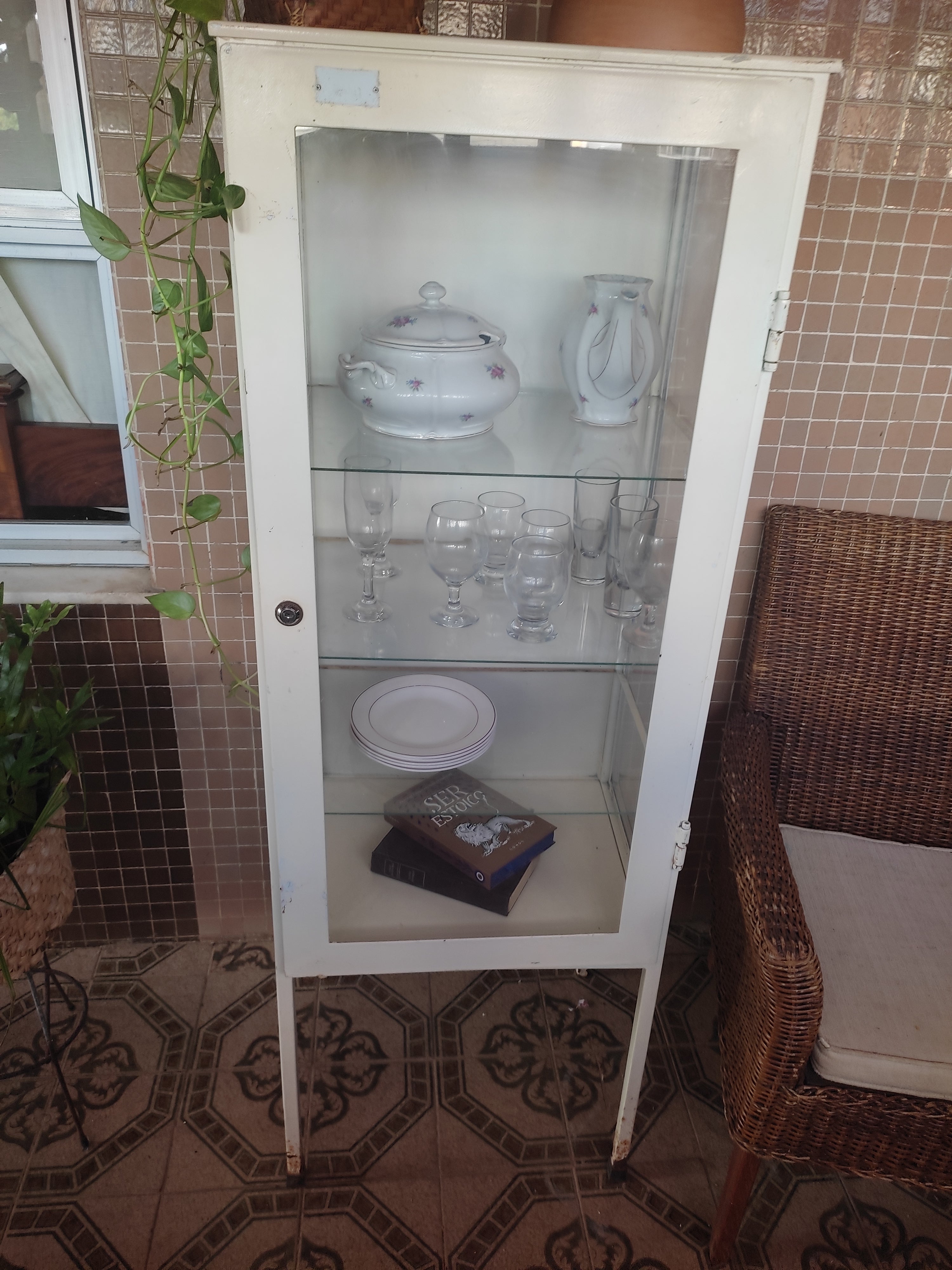 Armário Vitrine farmácia 1 porta em branco 