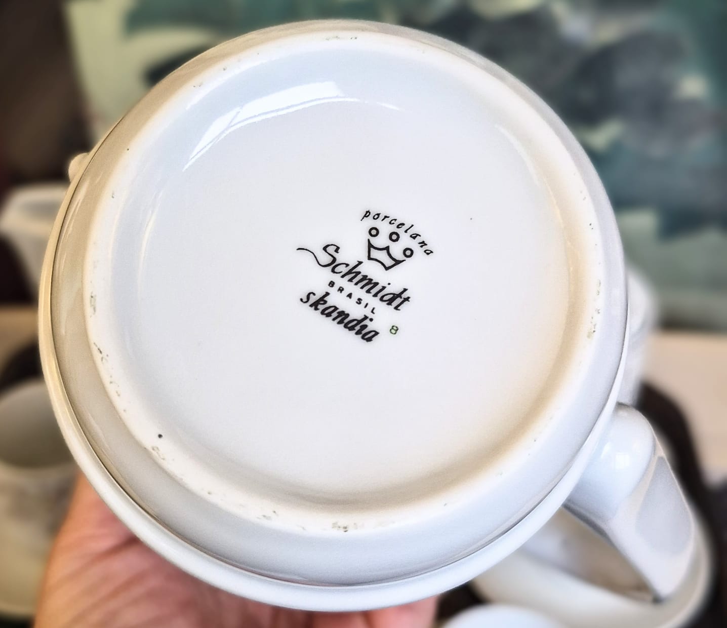 Conjunto para café com 8 peças perfeitas em porcelana vintage,  anos 60, Schmidt,  modelo Skandia. 