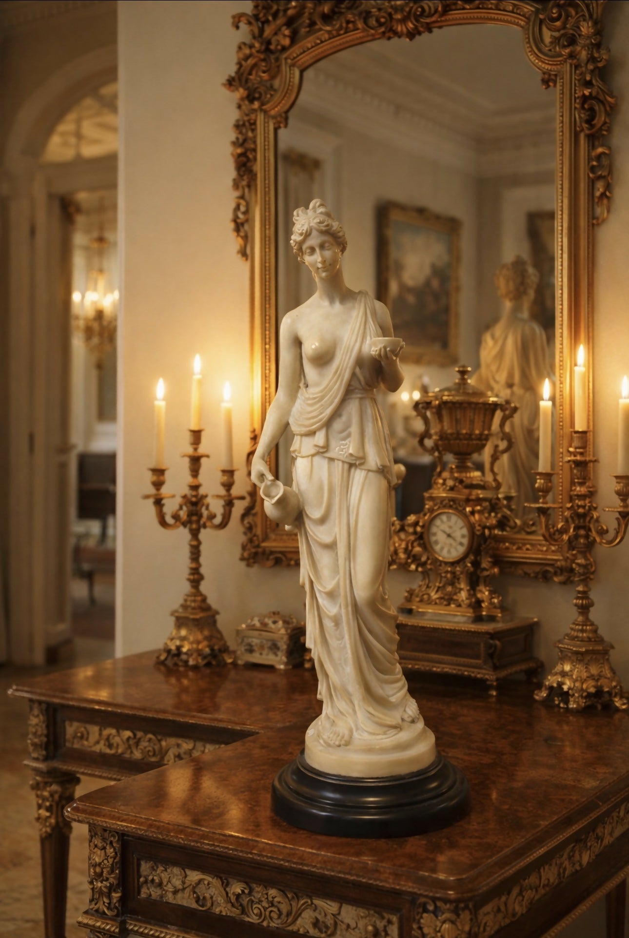 Escultura feminina de inspiração greco-romana (48cm)