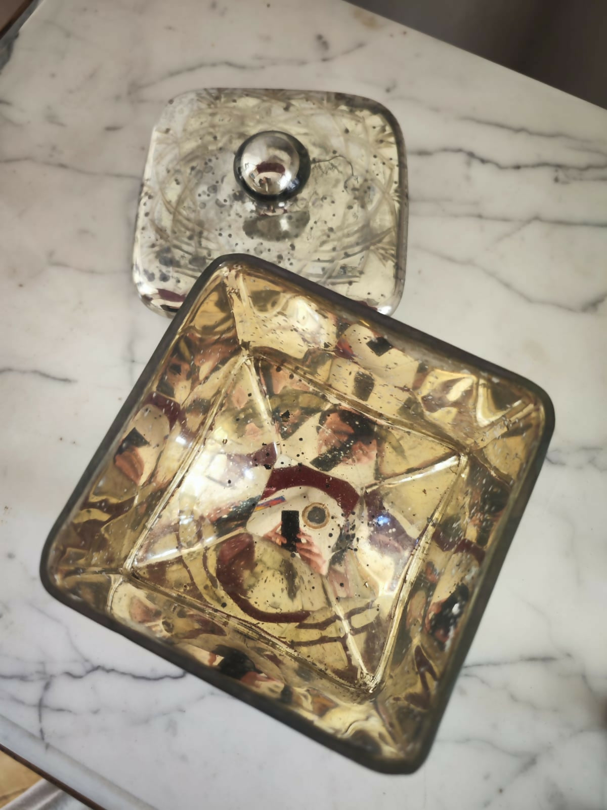 POTE DE VIDRO ESPELHADO ENVELHECIDO