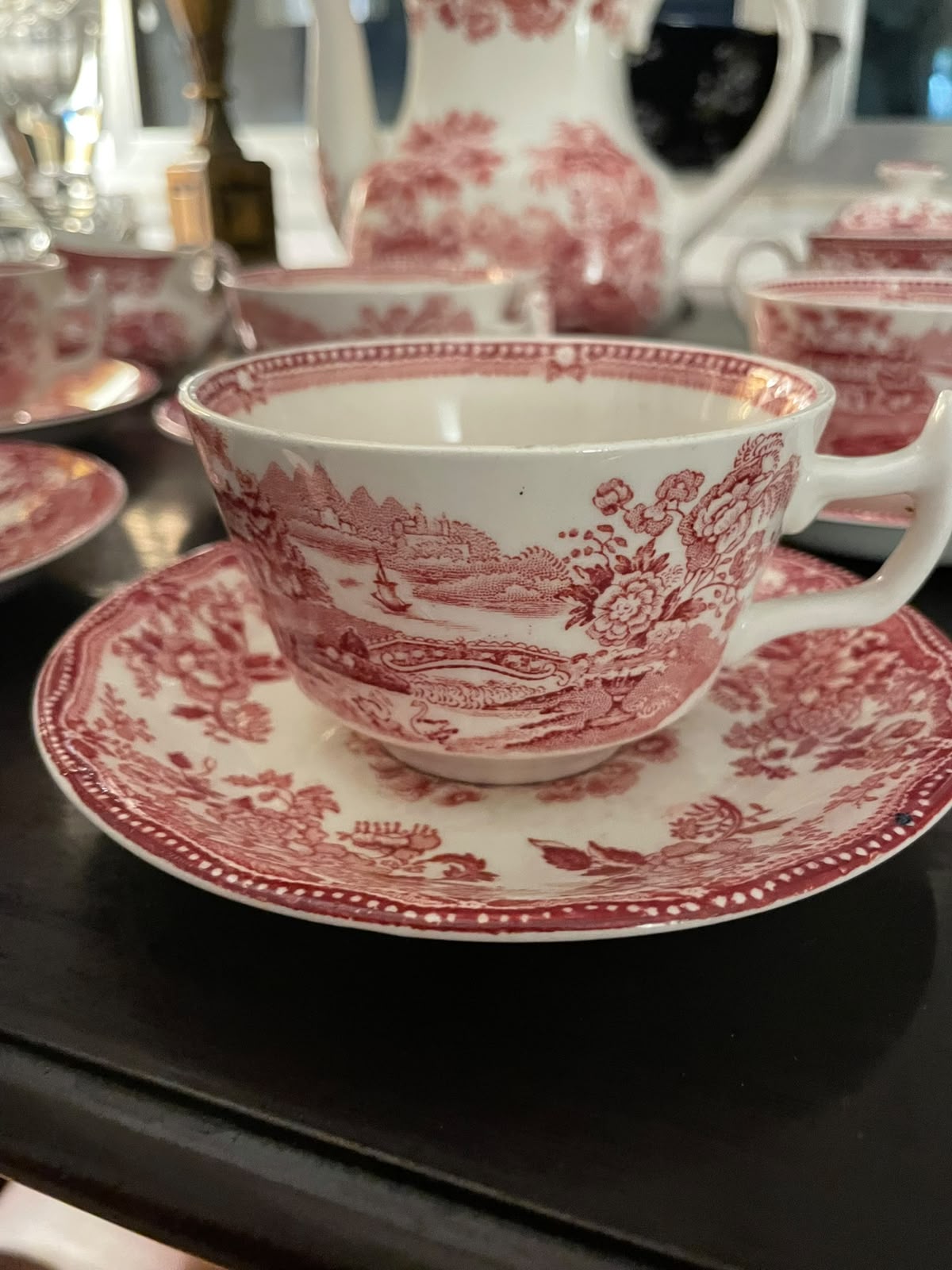 Conjunto de chá Alfred Meakin em vermelho 