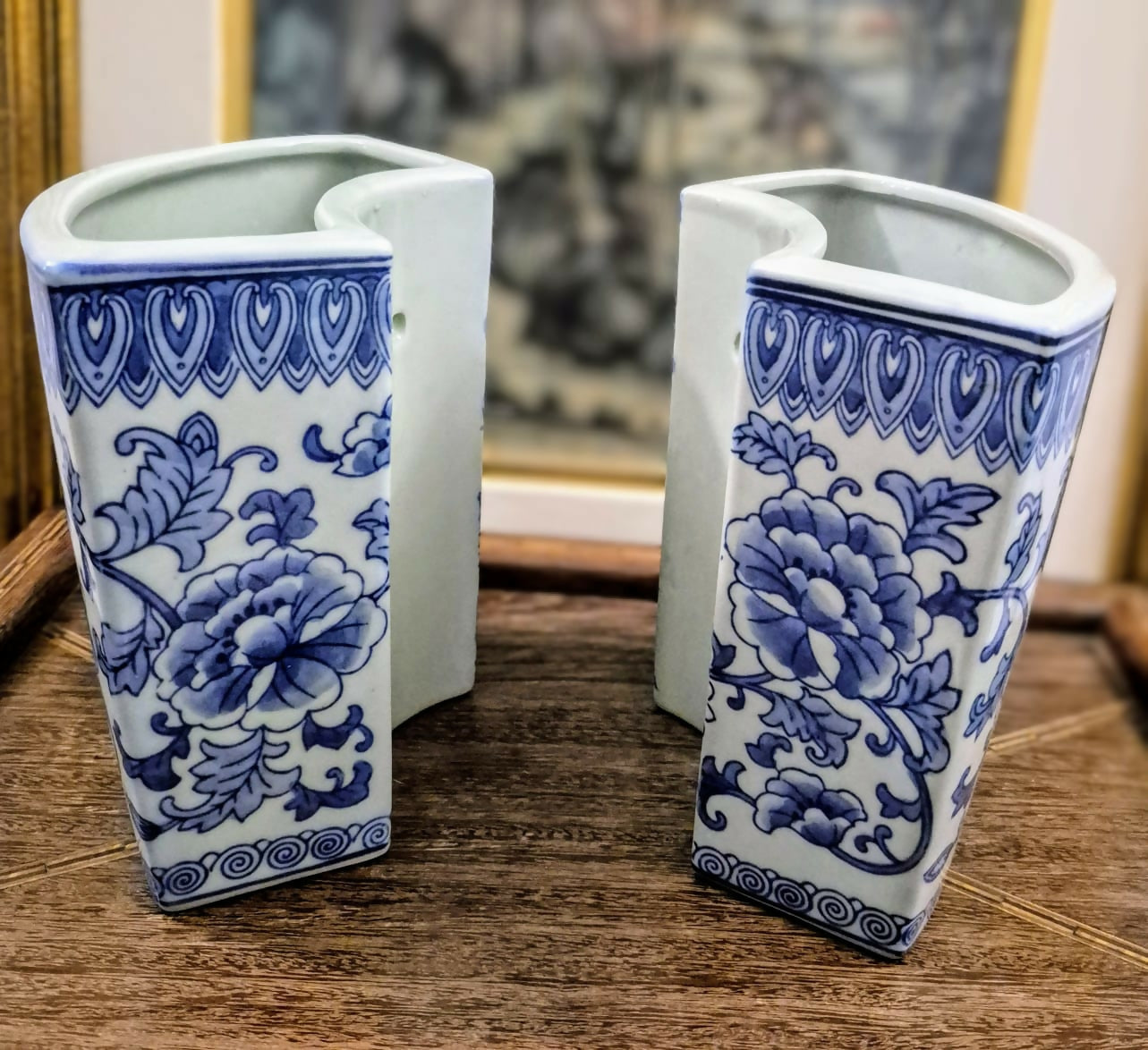 Par de floreiras incríveis, raras, em porcelana Celadon. Perfeita! Como novas!