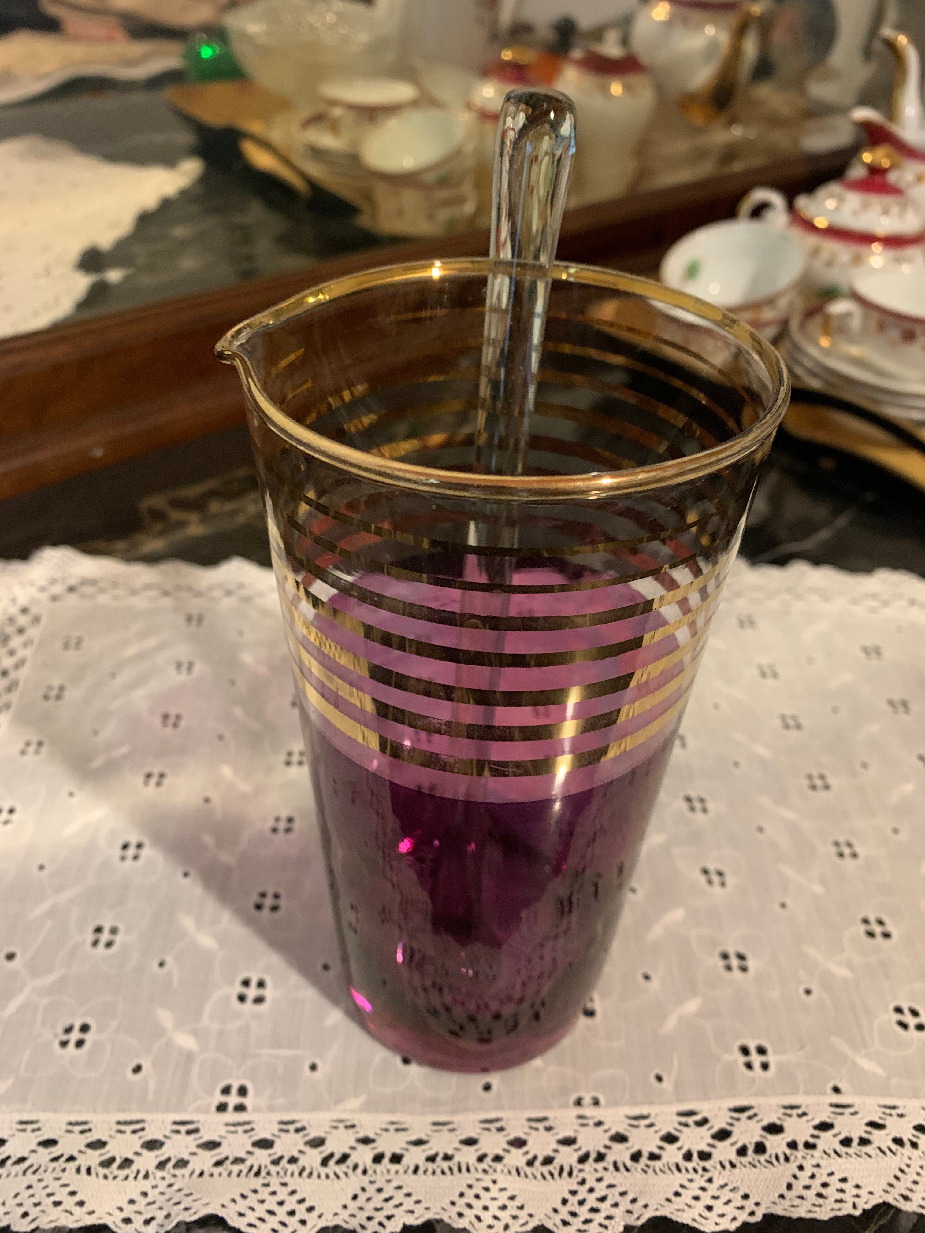 Copo anos 50/60, em vidro, misturador de bebidas