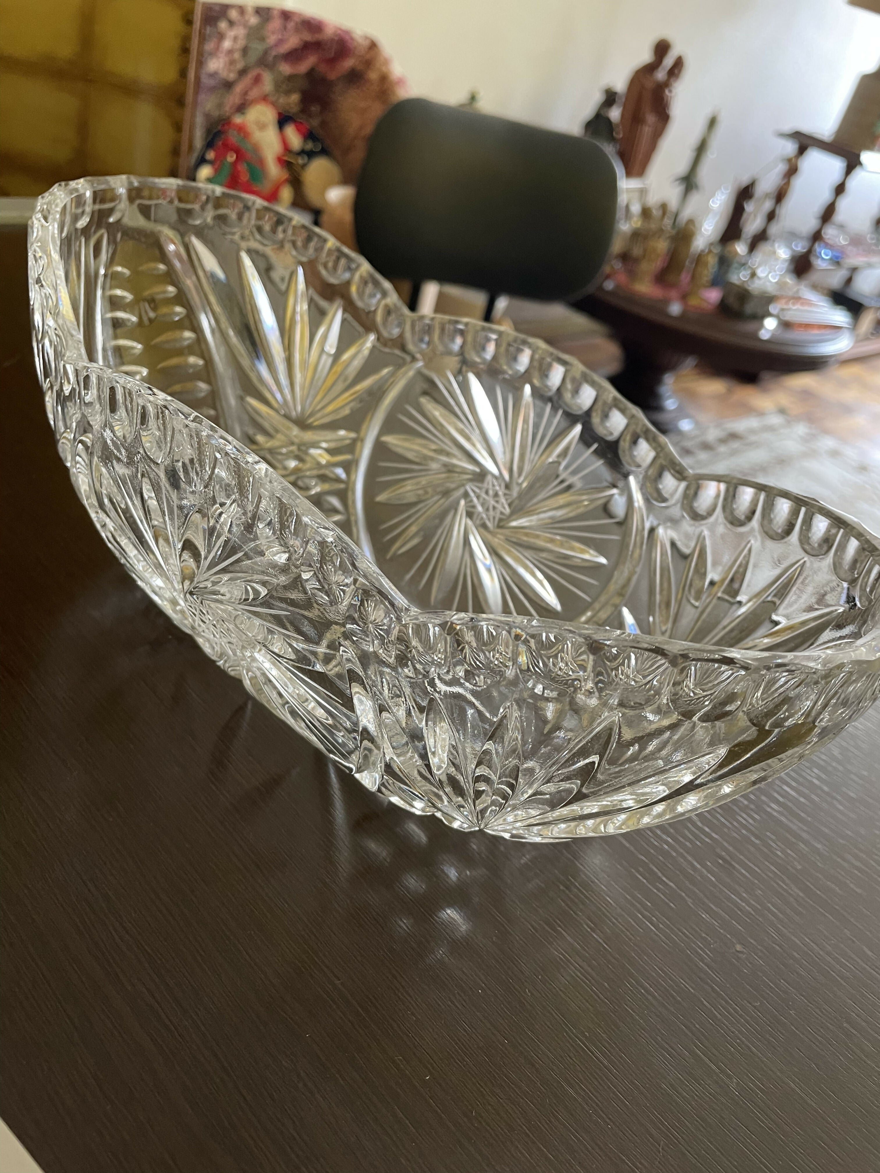 Floreira centro de mesa em cristal lapidado