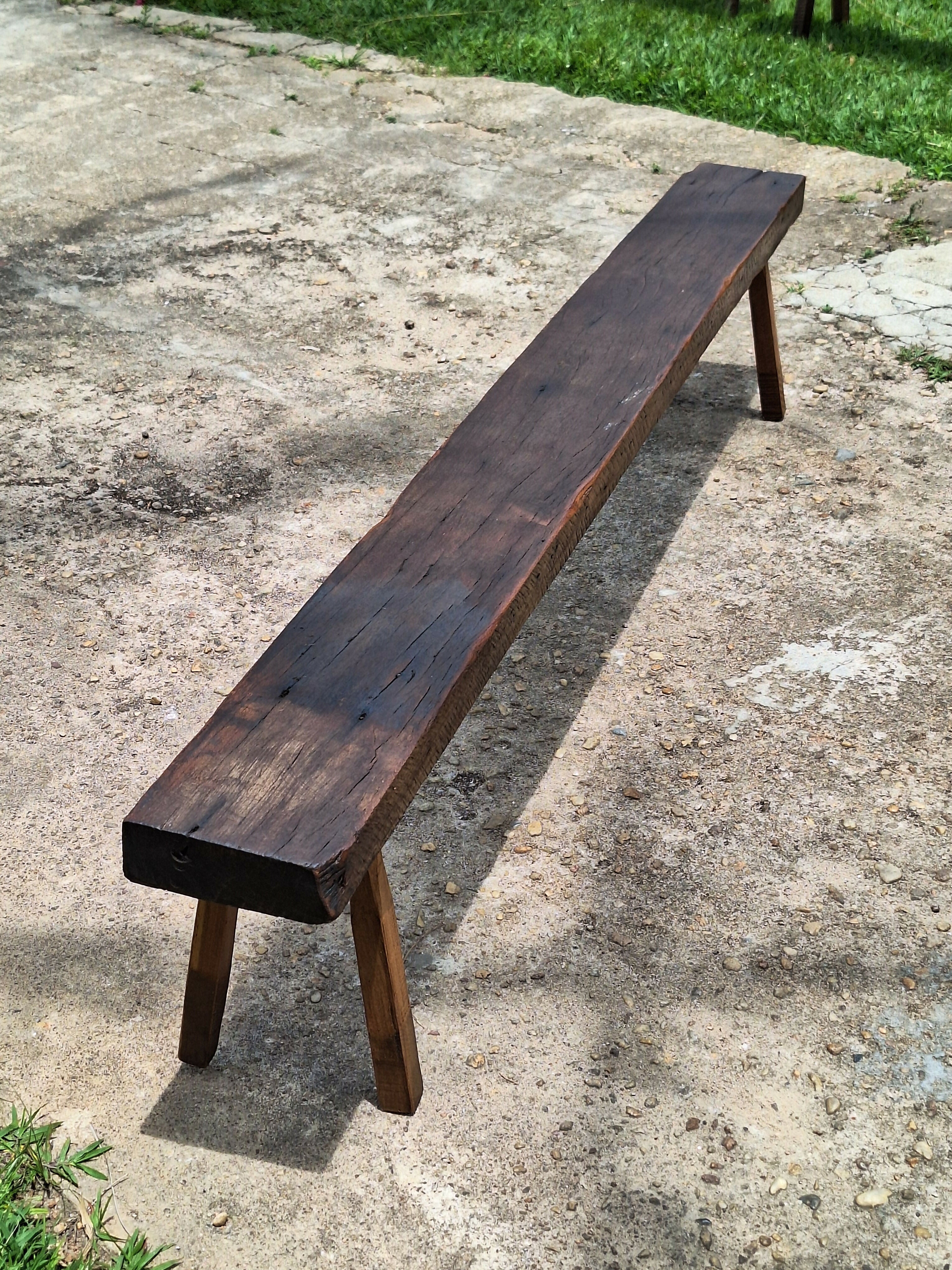 Banco de Dormente Rústico Madeira Maciça Garimpo Mineiro