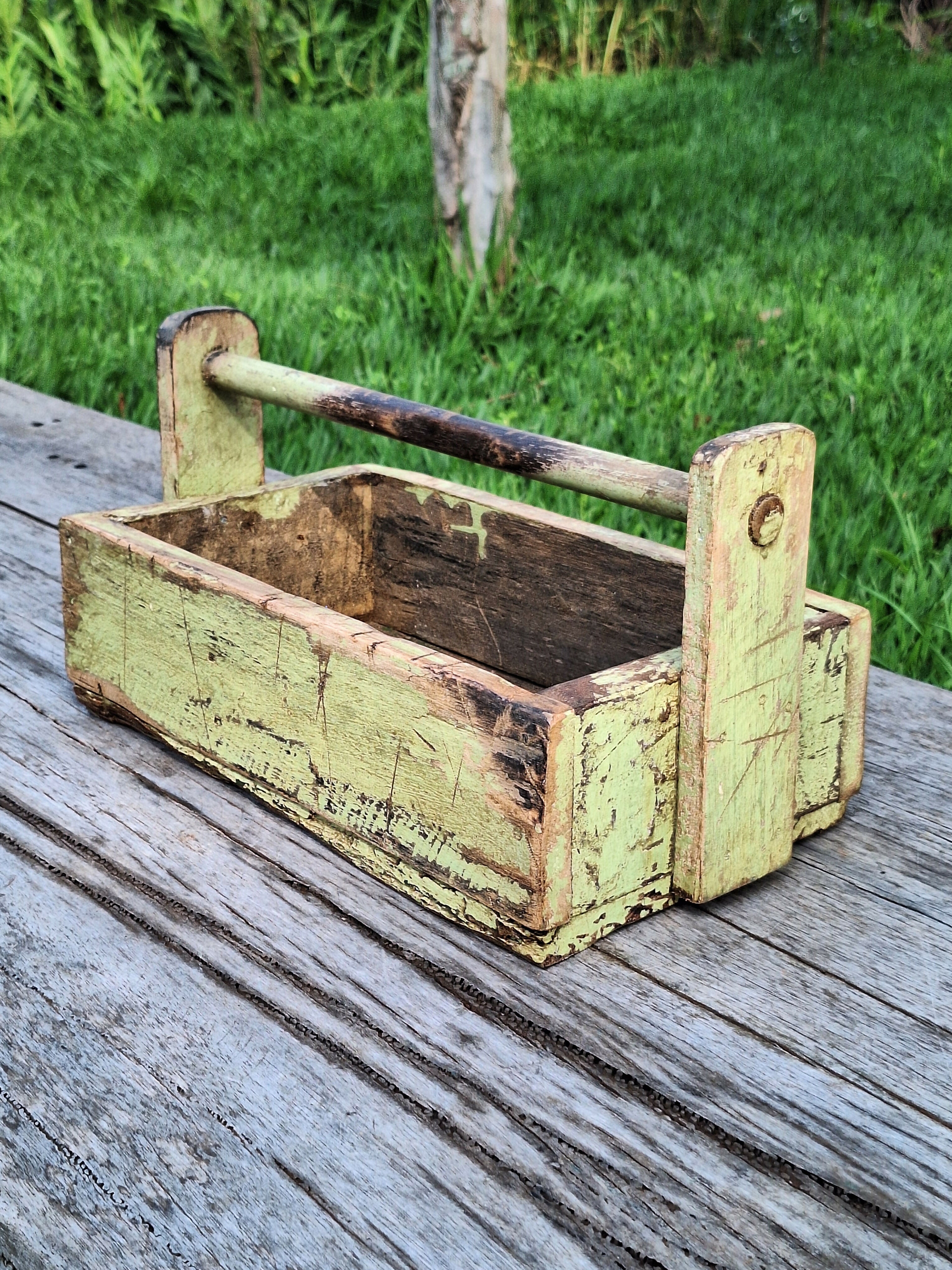 Caixa de Ferramenta Tinta Gasta Madeira Maciça Garimpo Mineiro