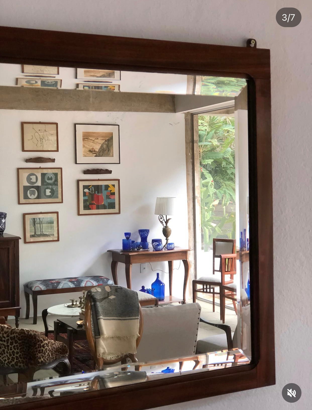 Espelho retangular bisotê em jacarandá