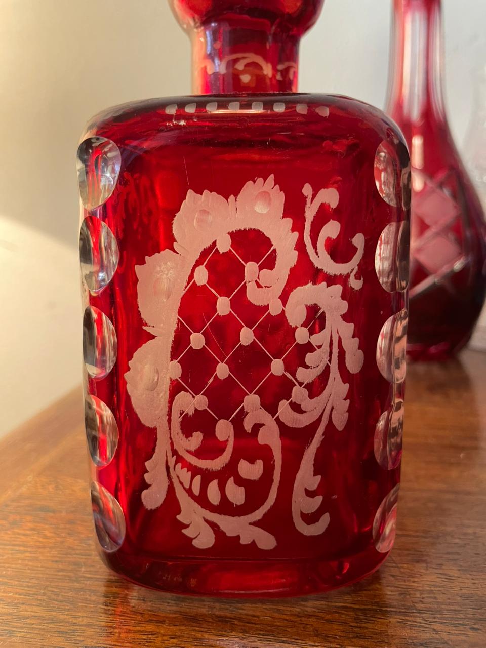 Licoreira em cristal rubi séc XIX Bohemia