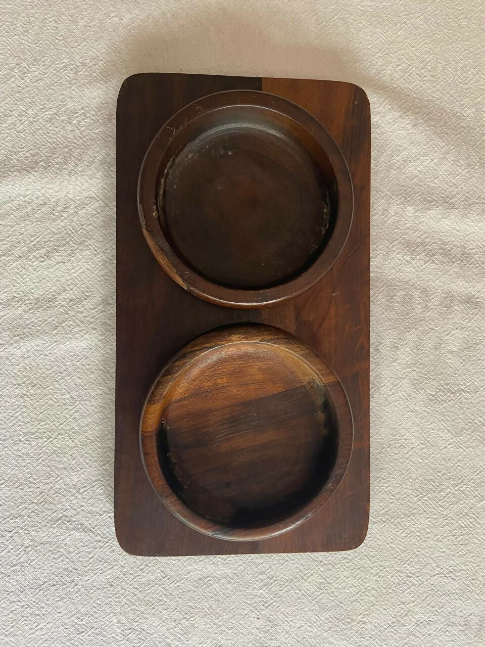 Conjunto de petisqueira com 2 bowls em madeira nobre (DMPS_045)