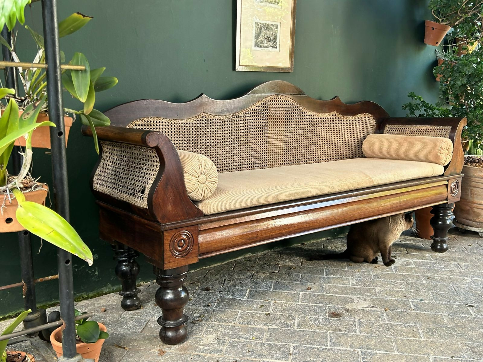 Marquesa Colonial Séc. XIX em madeira e palhinha