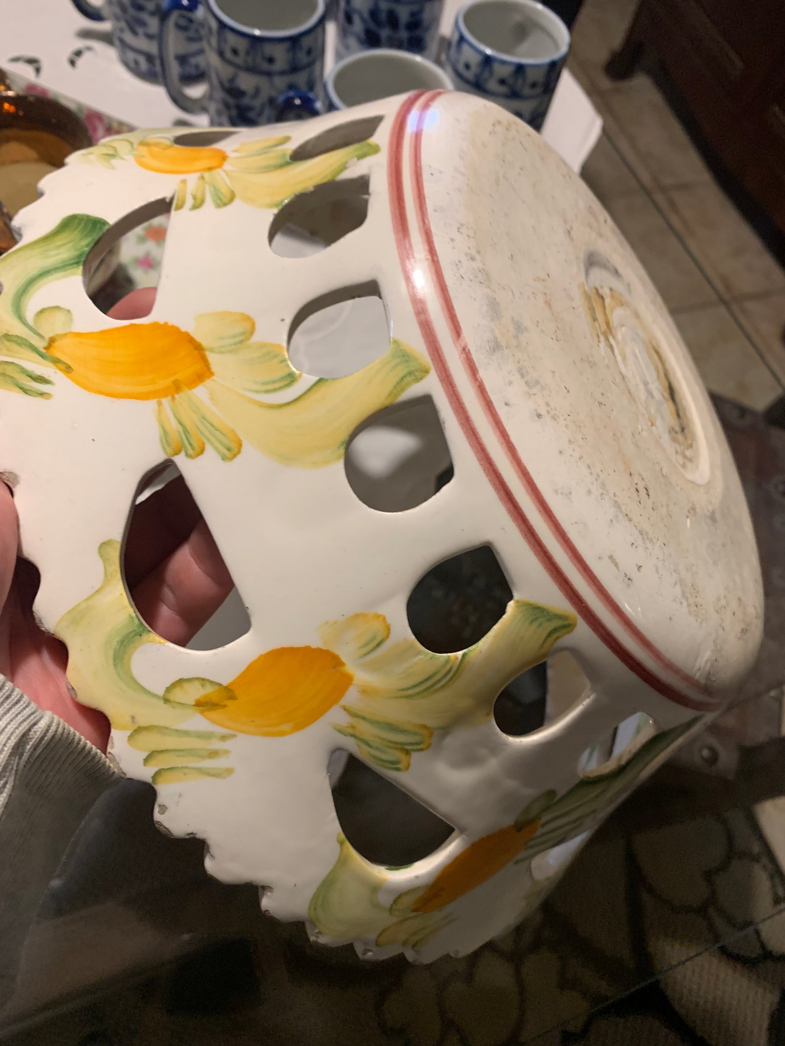 Fruteira ou centro de mesa em faiança
