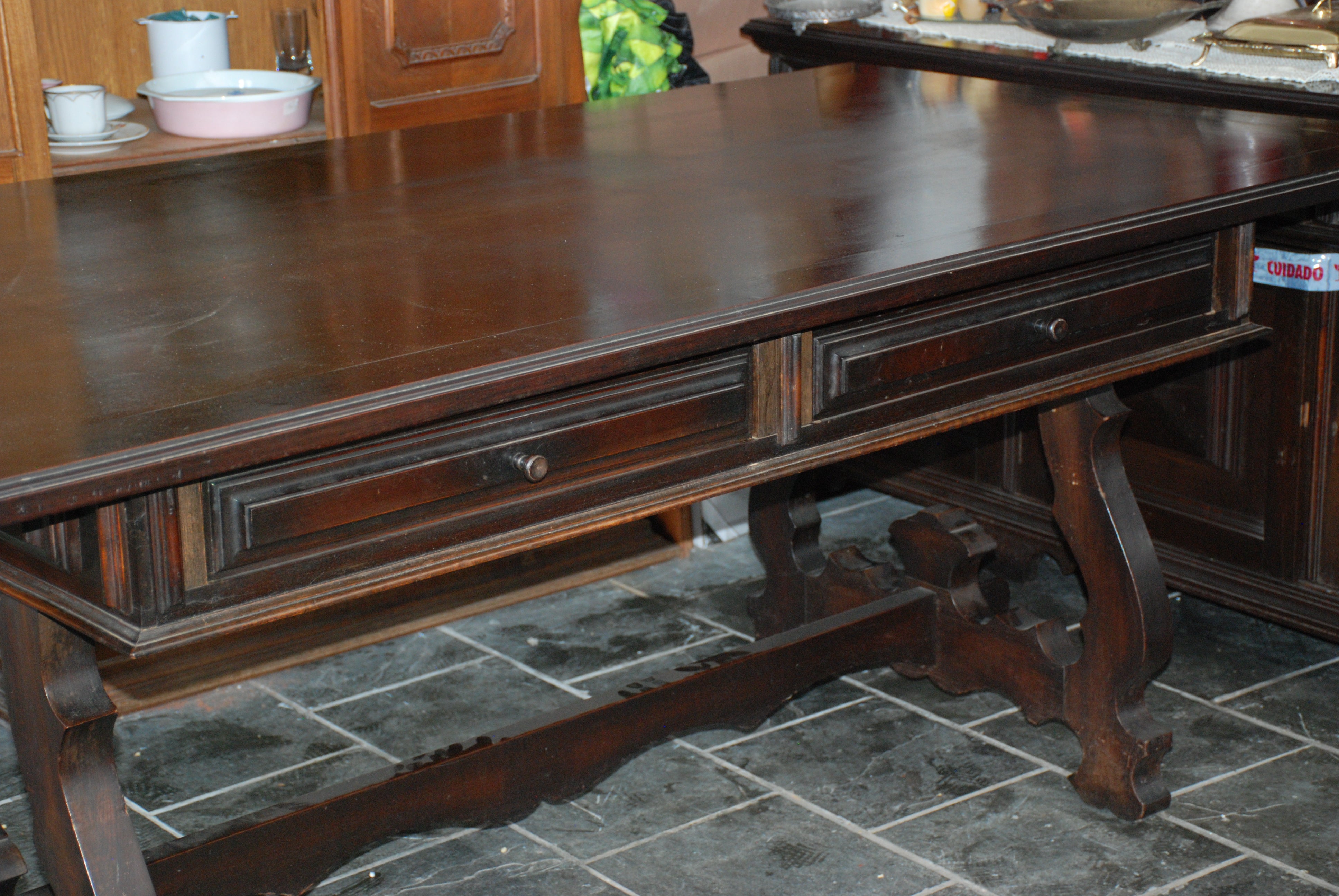 Mesa de jantar Retangular PORTUGUESA anos 60 , 8 cadeiras estofadas