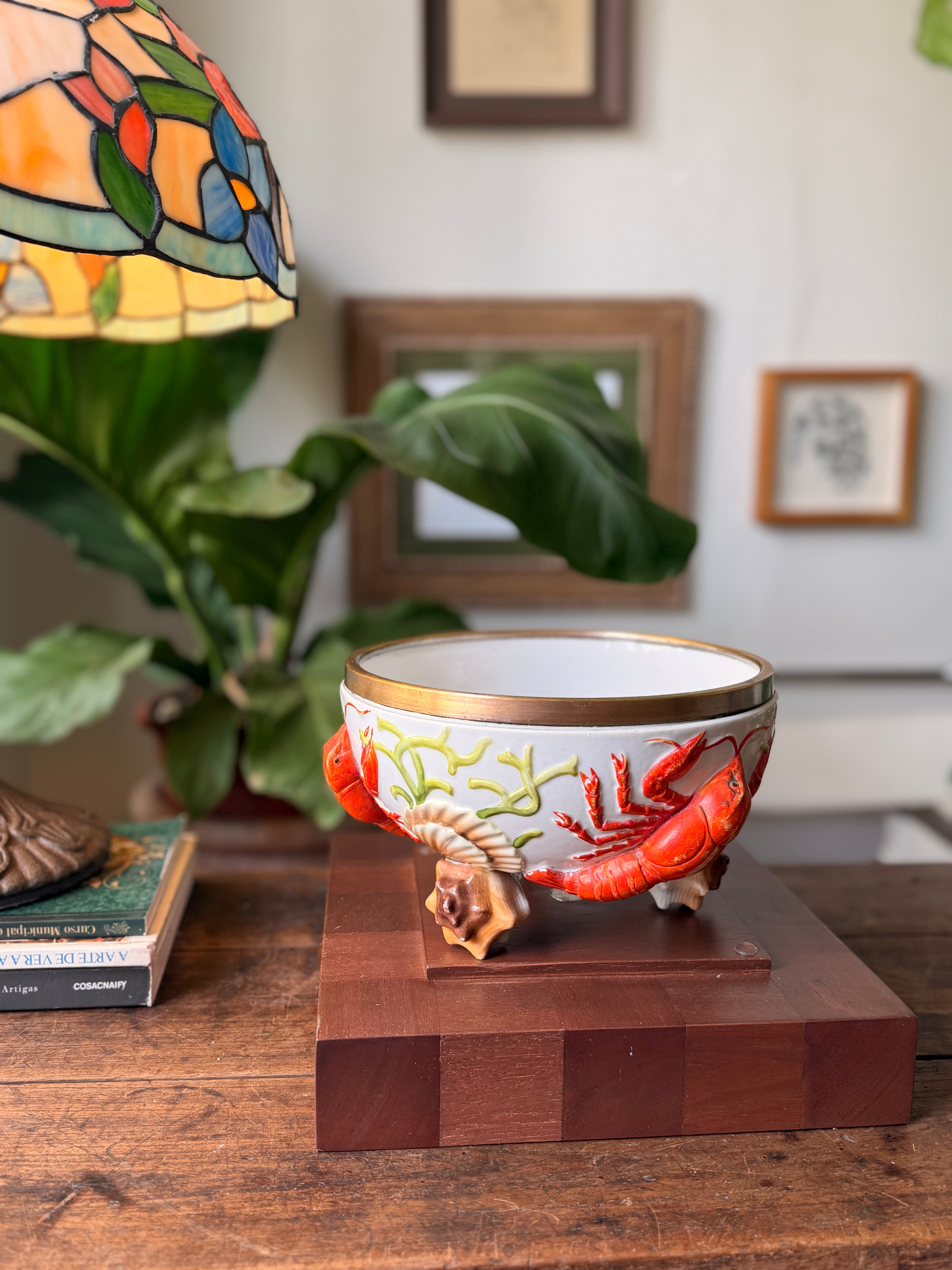 WMF - SALADEIRA ALEMÃ - ART NOUVEAU DECORADA COM LAGOSTA E ALGAS 