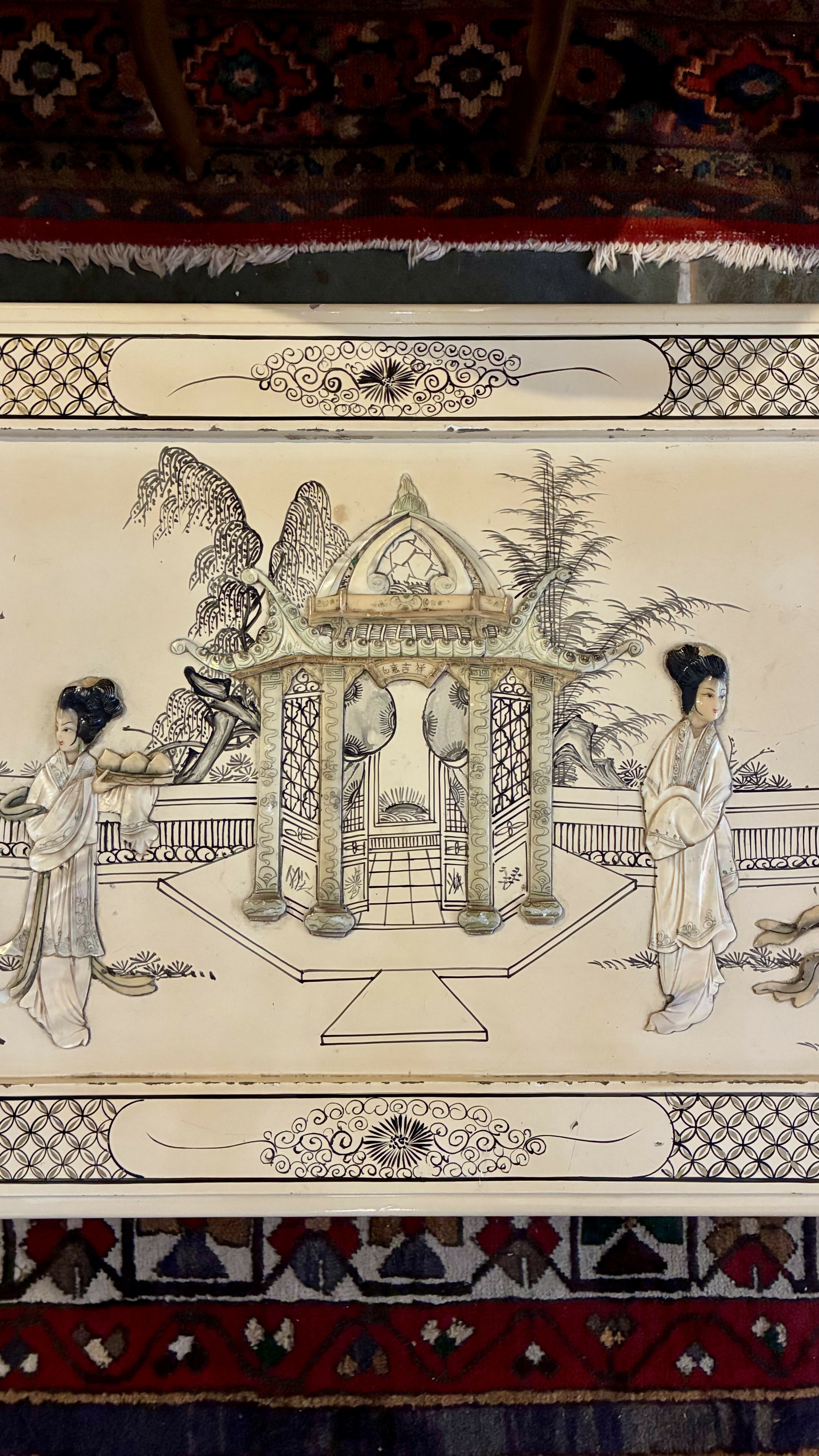 Mesa de Centro Retangular Chinoiserie Laqueada