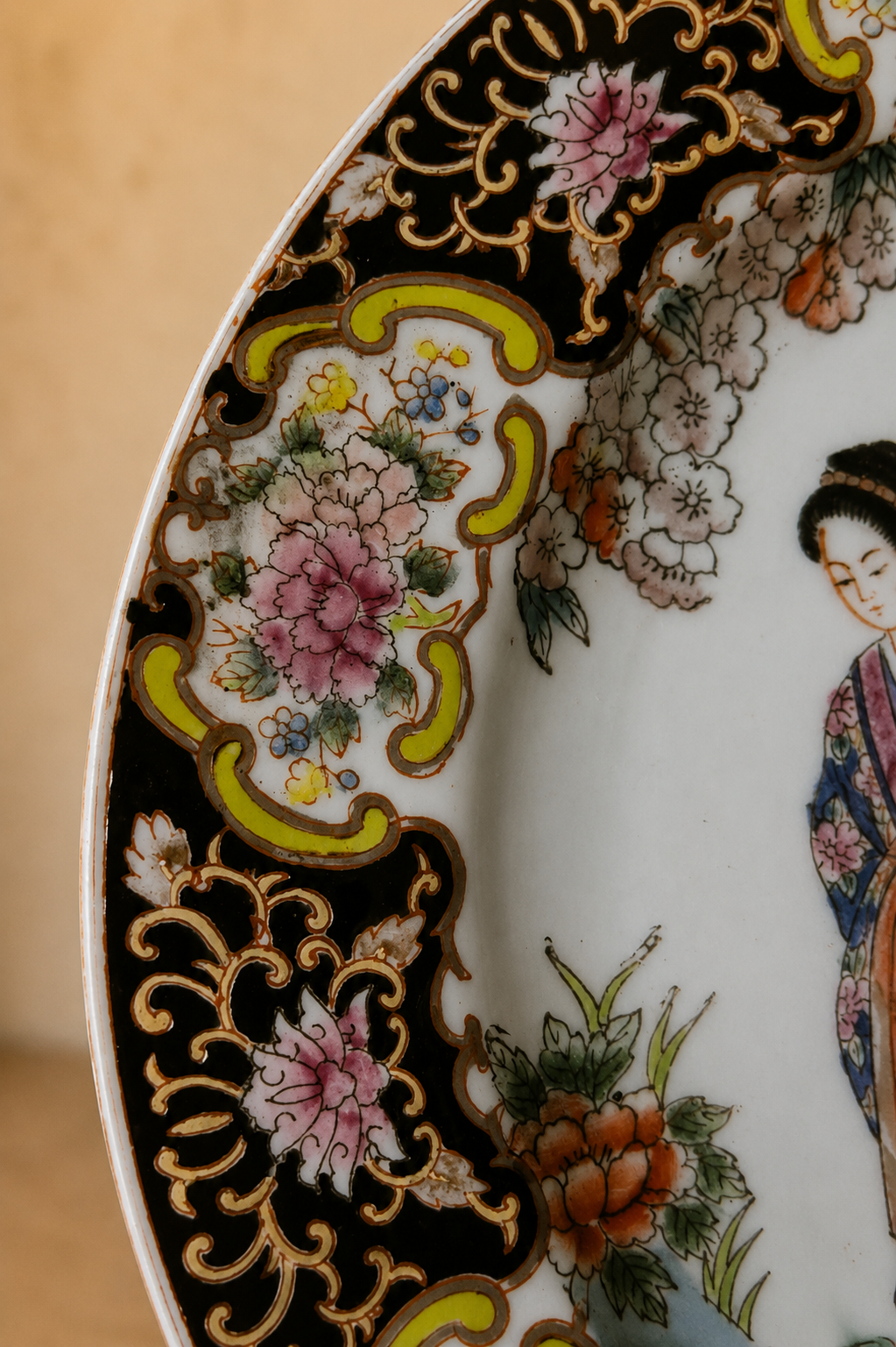 Prato decorativo oriental pintado à mão (DMCPS_280)