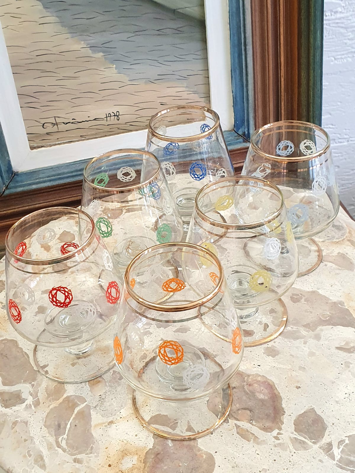 Conjunto de 6 taças para batida (ou o que quiser) em vidro anos 50/60, em ótimo estado