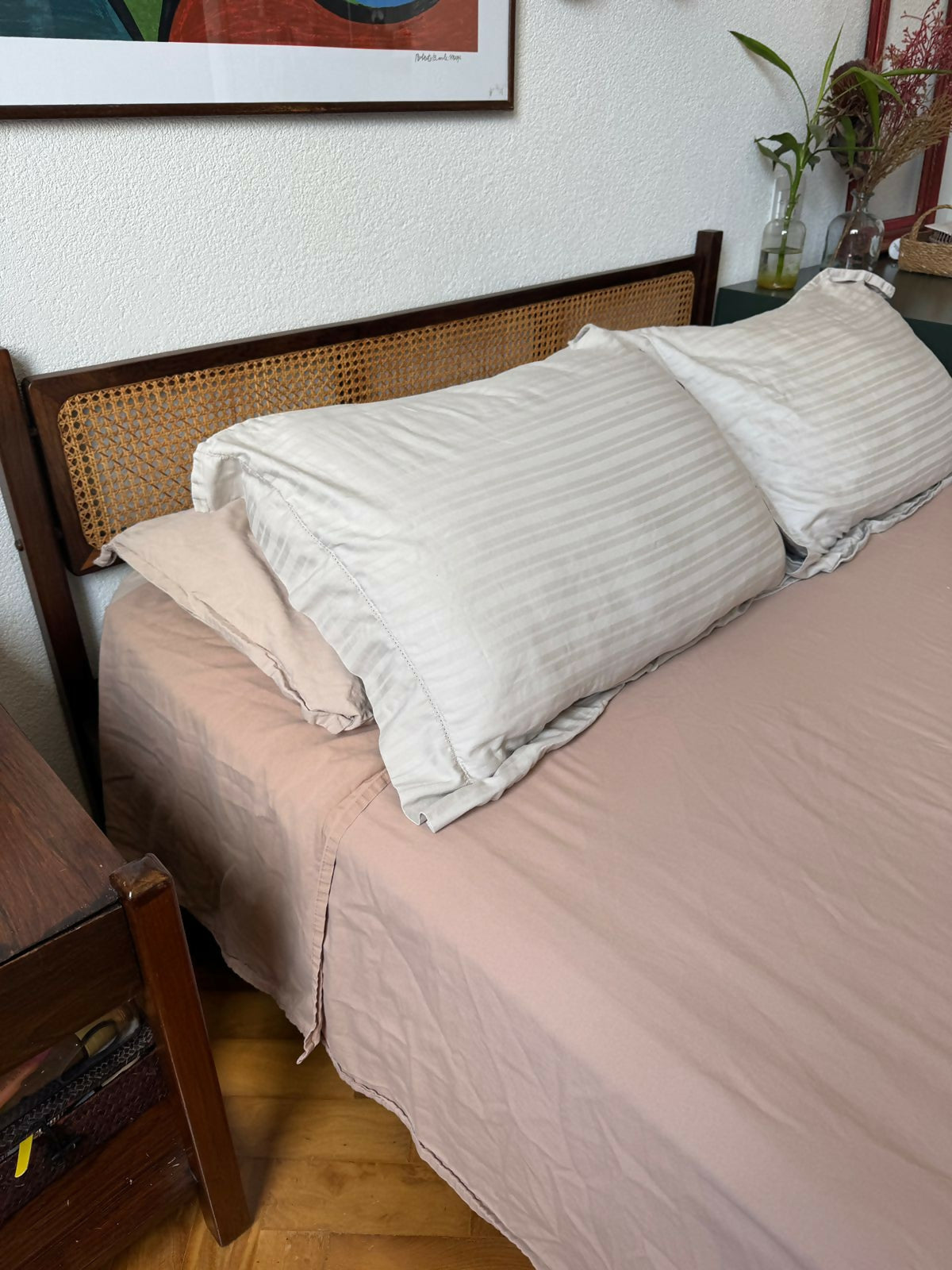 Cama Casal - Celina - Jacarandá com Palha natural