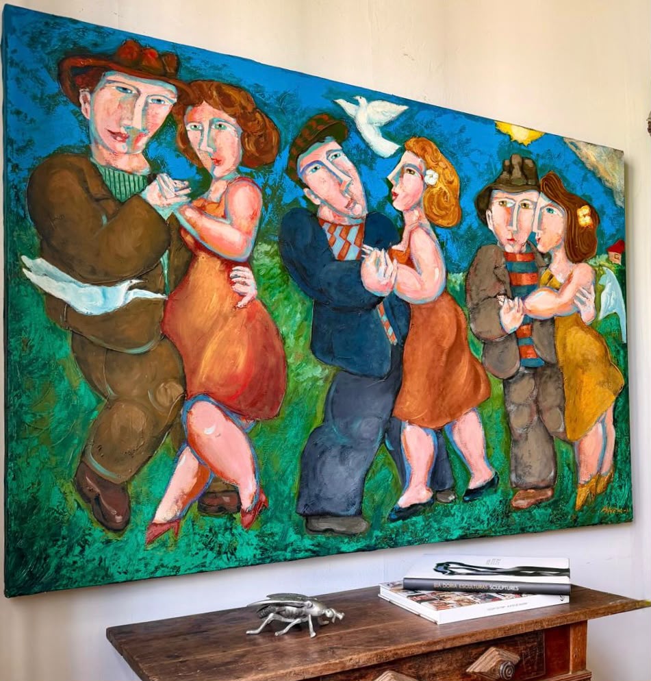 Grande Quadro "Dança" de Enrique Aravena (com certificado de autenticidade) 