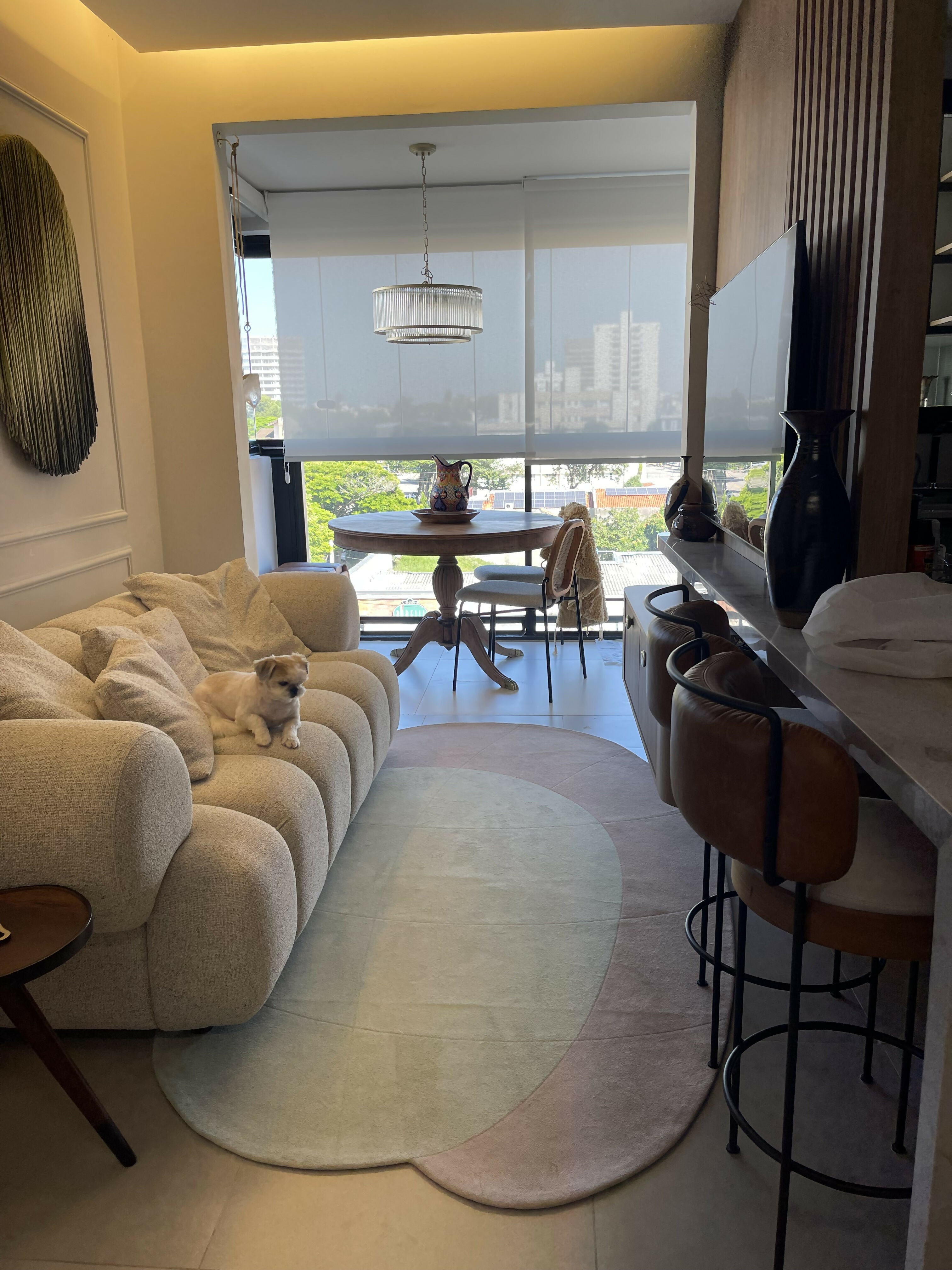 Tapete orgânico bege e verde - Tapetes São José