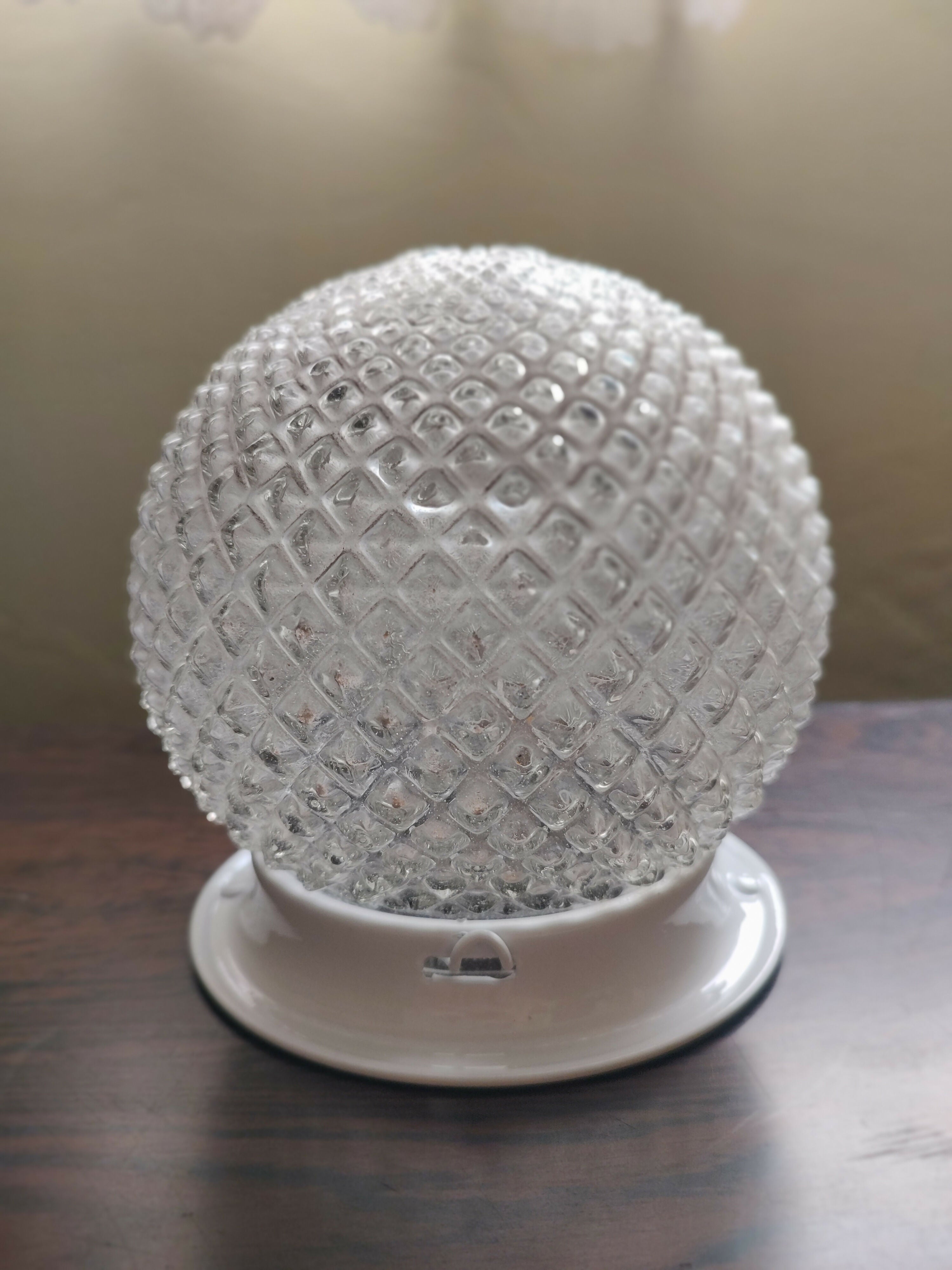 Antiga Cúpula / Lustre / Luminária Globo em vidro texturizado com bocal e plafon novos (modelos diversos)