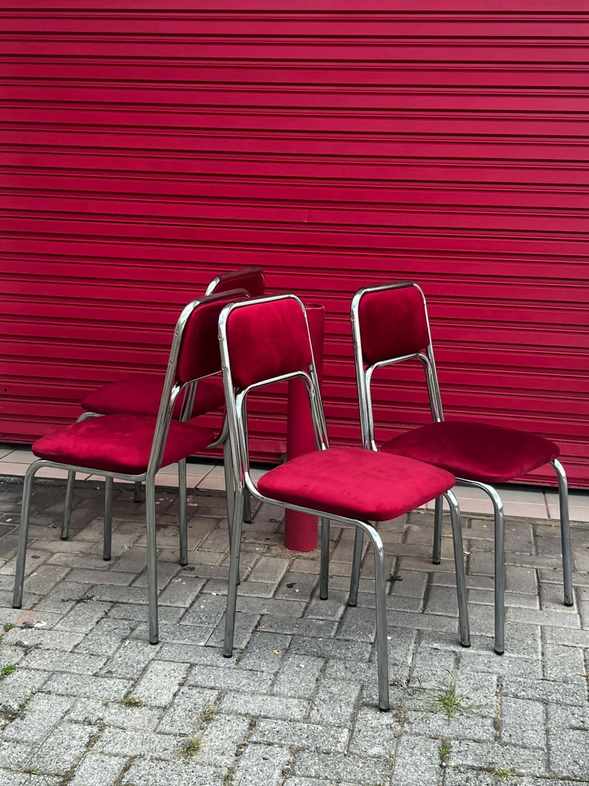 Conjunto de 4 cadeiras tubulares Bauhaus | original anos 70