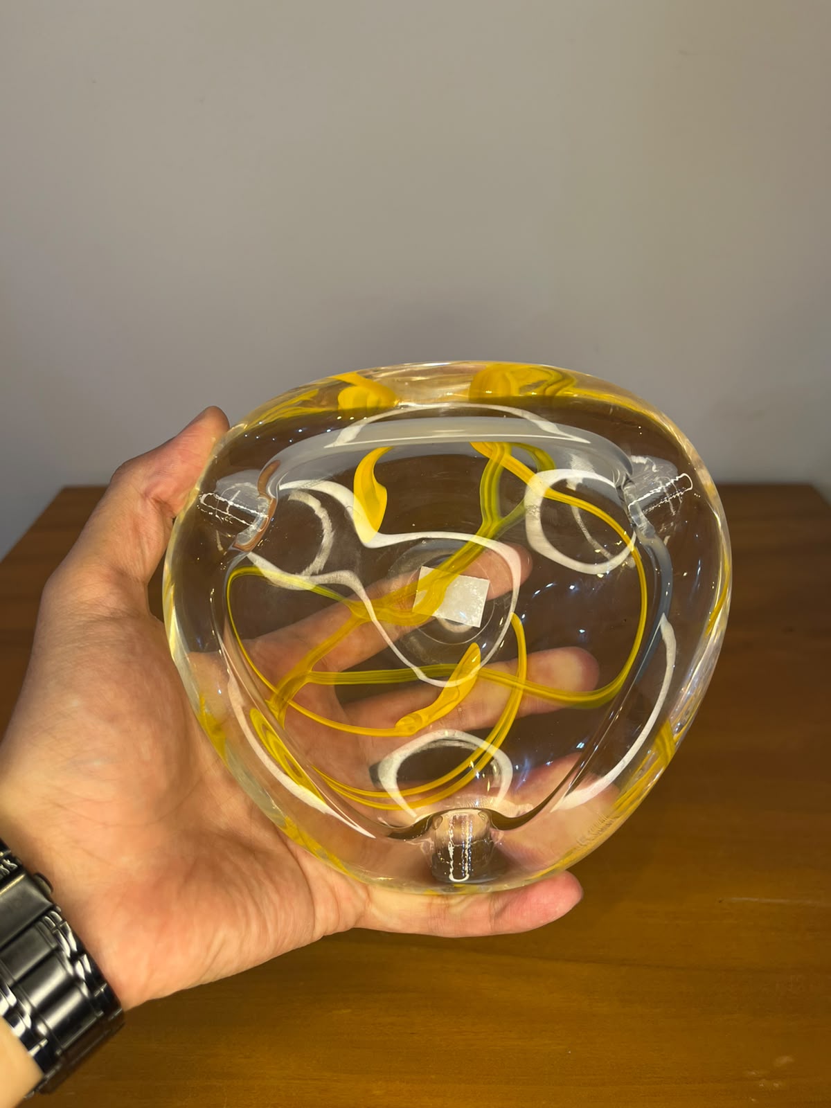 Centro de mesa / cinzeiro decorativo em vidro artístico – 15 cm