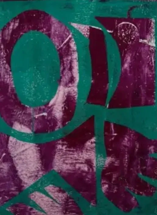 Quadro Decorativo Abstrato 38x28 Entre Verde E Violeta - 195