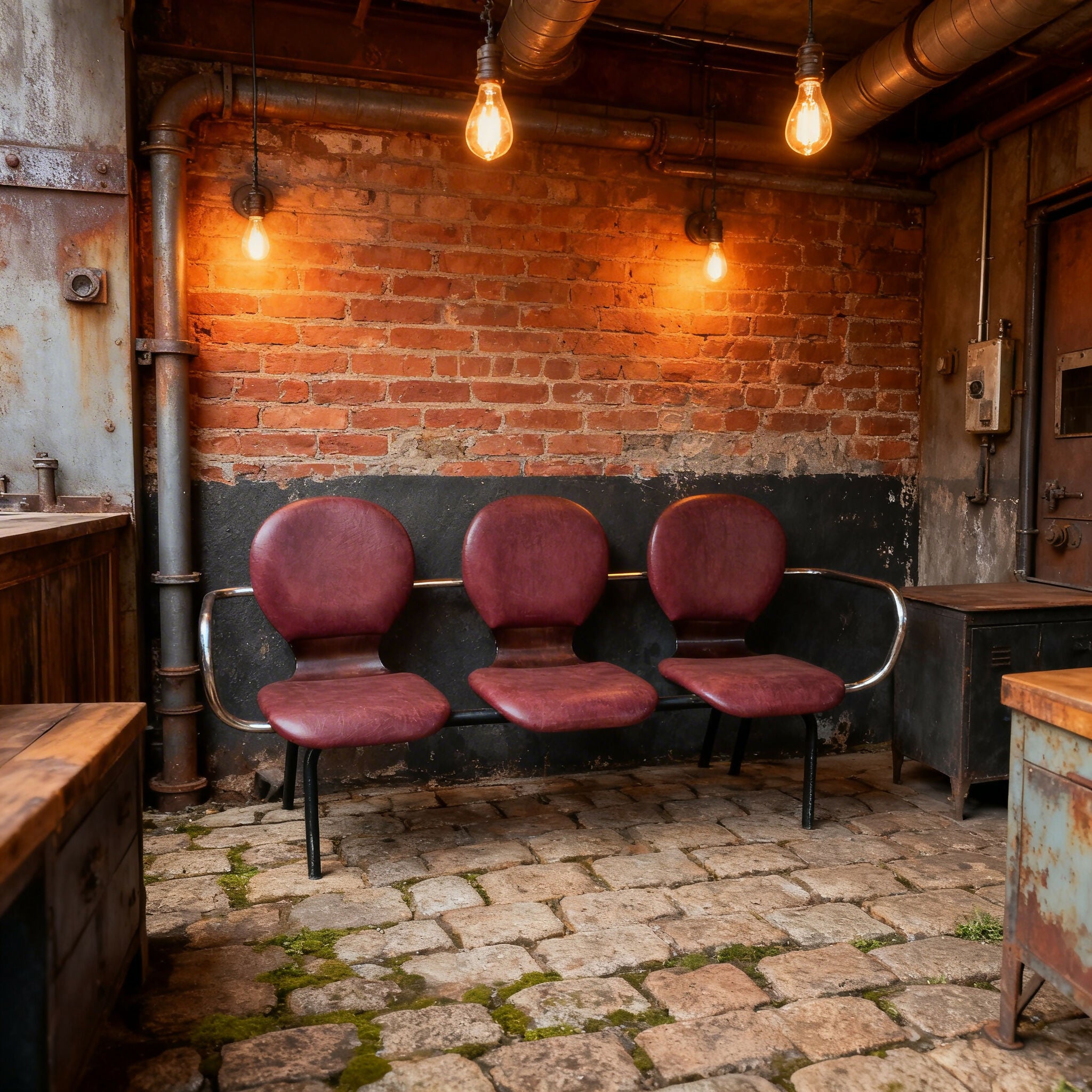 Longarina vintage anos 70 em ferro e courvin