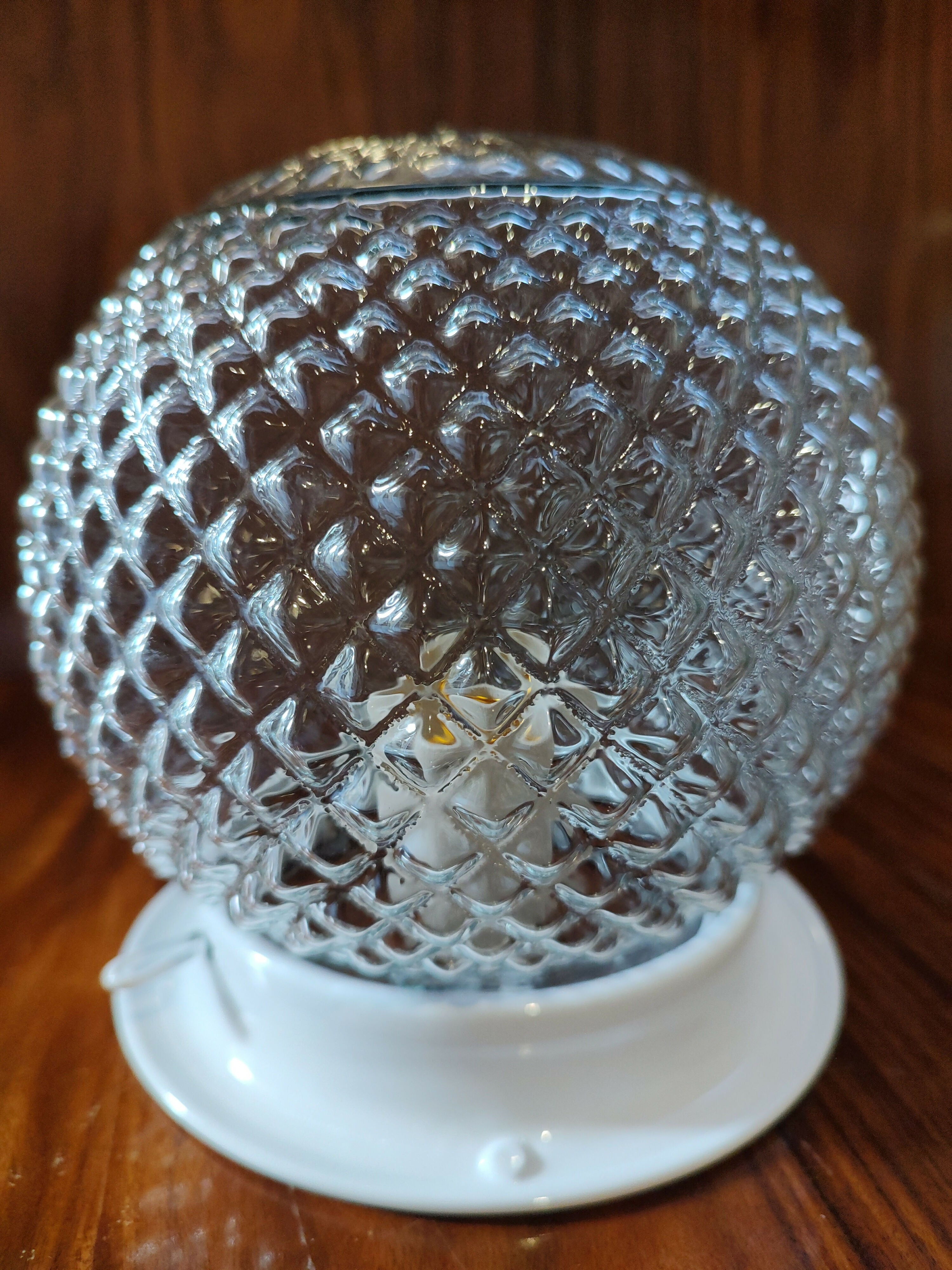 Antiga Cúpula / Lustre / Luminária Bola em vidro texturizado com bocal e plafon novos (valor unitário)