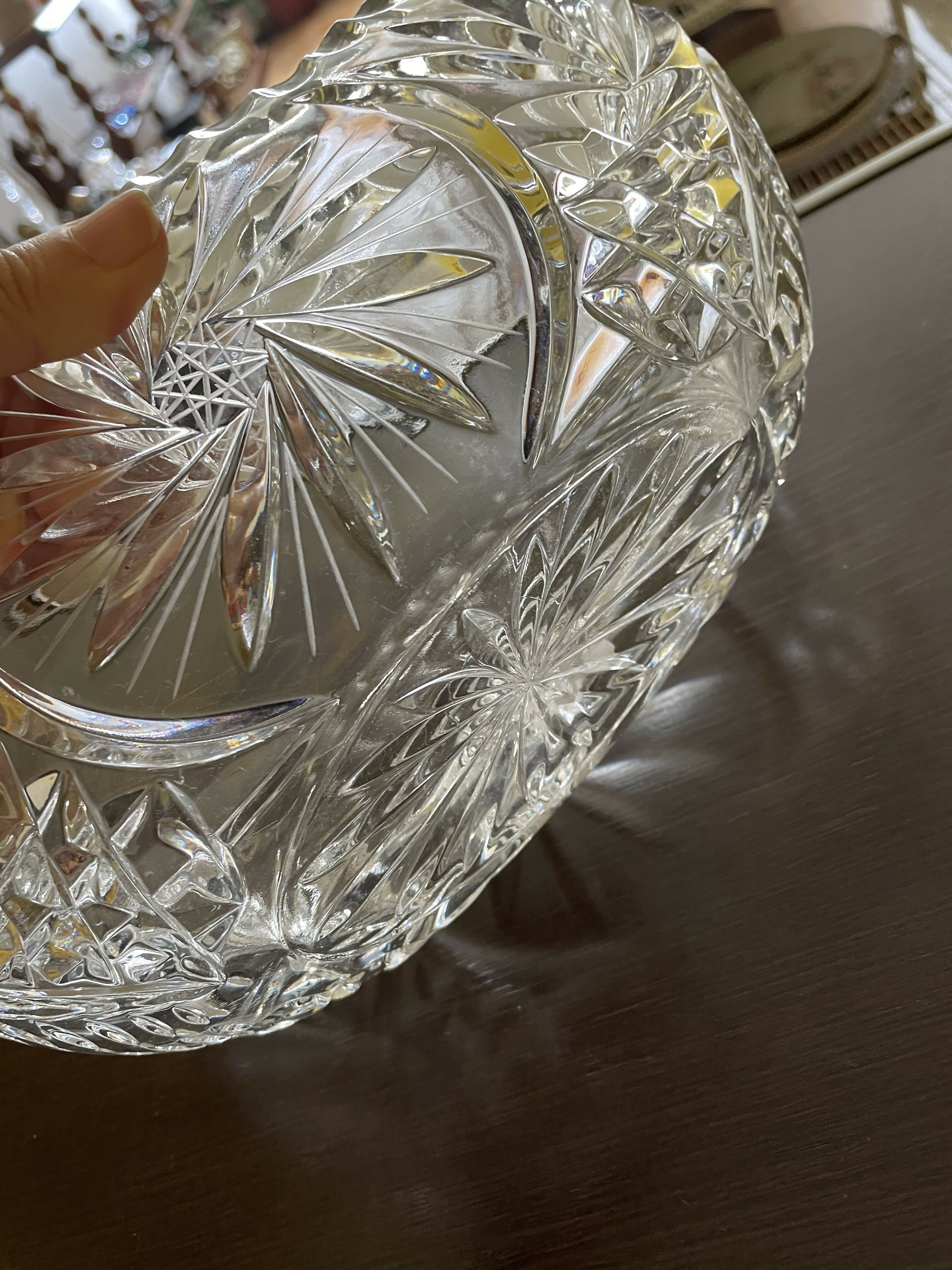 Floreira centro de mesa em cristal lapidado