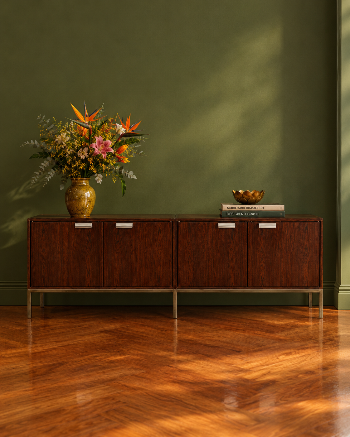 BUFFET CREDENZA FLORENCE KNOLL em Jacarandá e Metal 