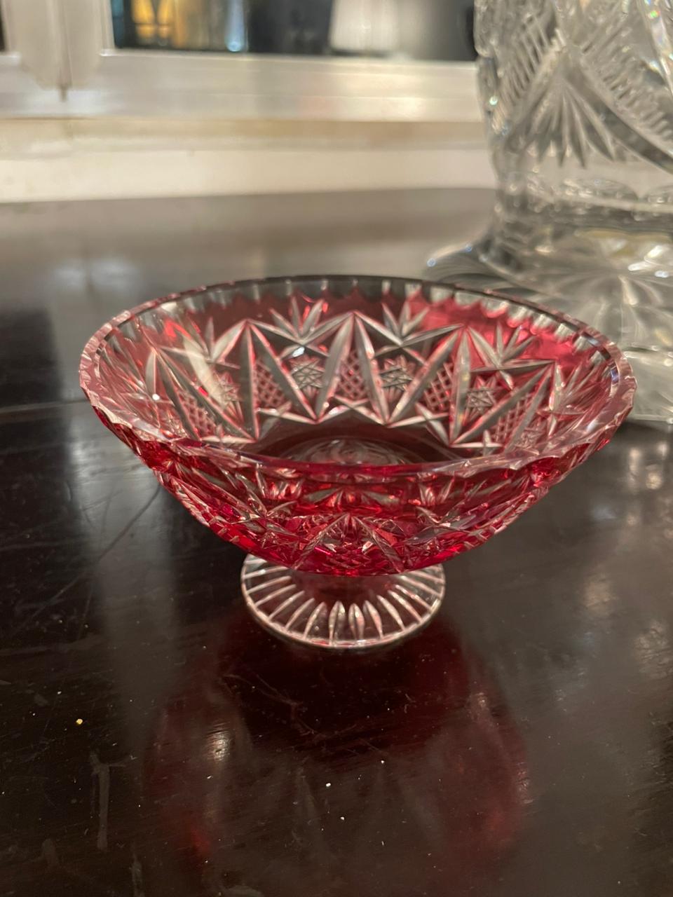 Bomboniere em cristal double rubi francês