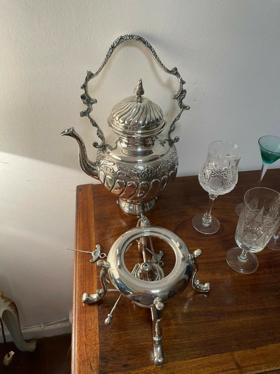 Grande samovar em 3 peças espessurado a prata