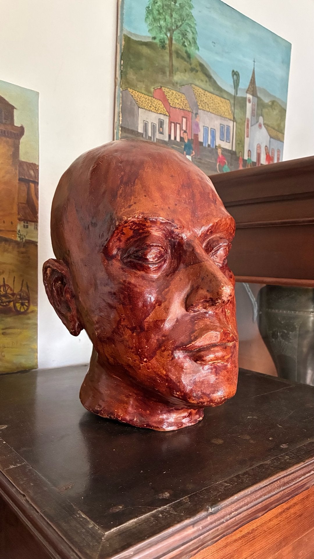 Cabeça Escultórica Masculina em Terracota