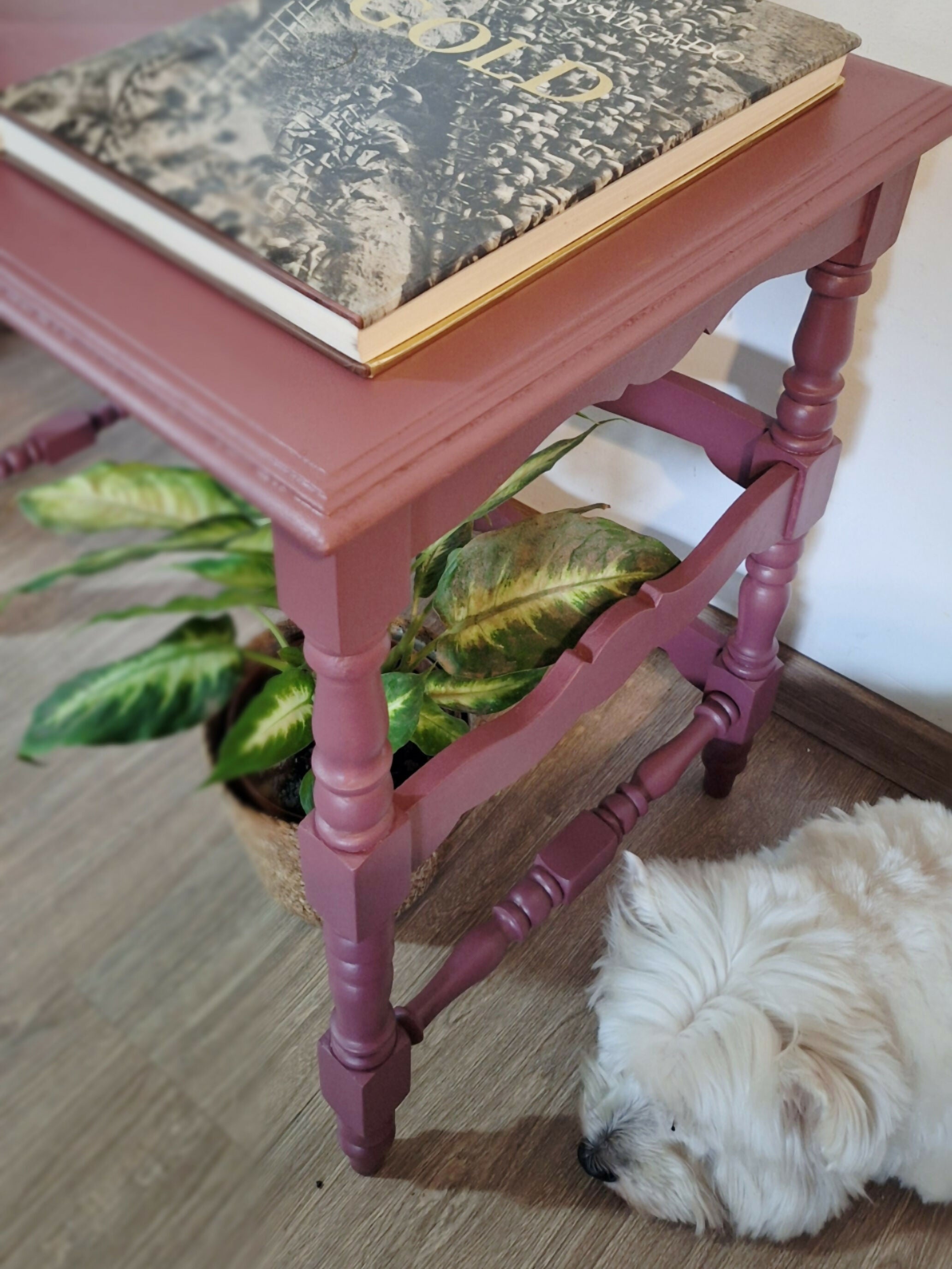 Mesa de apoio / lateral de madeira em cor cereja