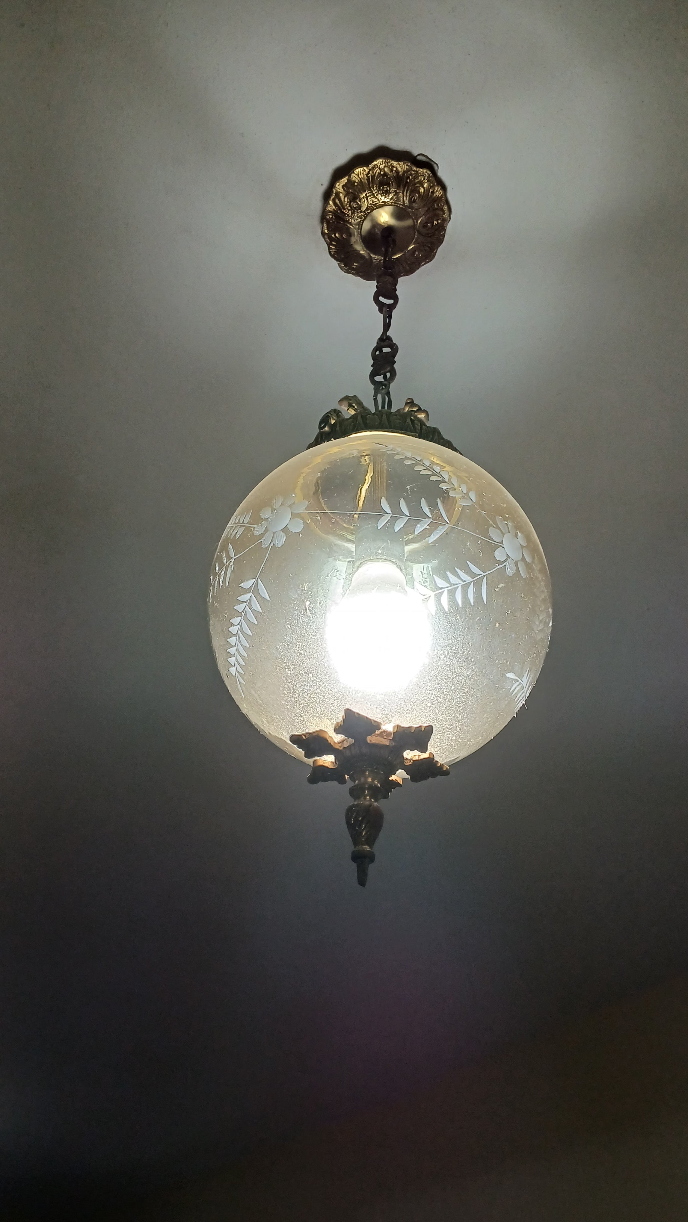 Lustre redondo em cristal e bronze anos 80 (valor unitário) 
