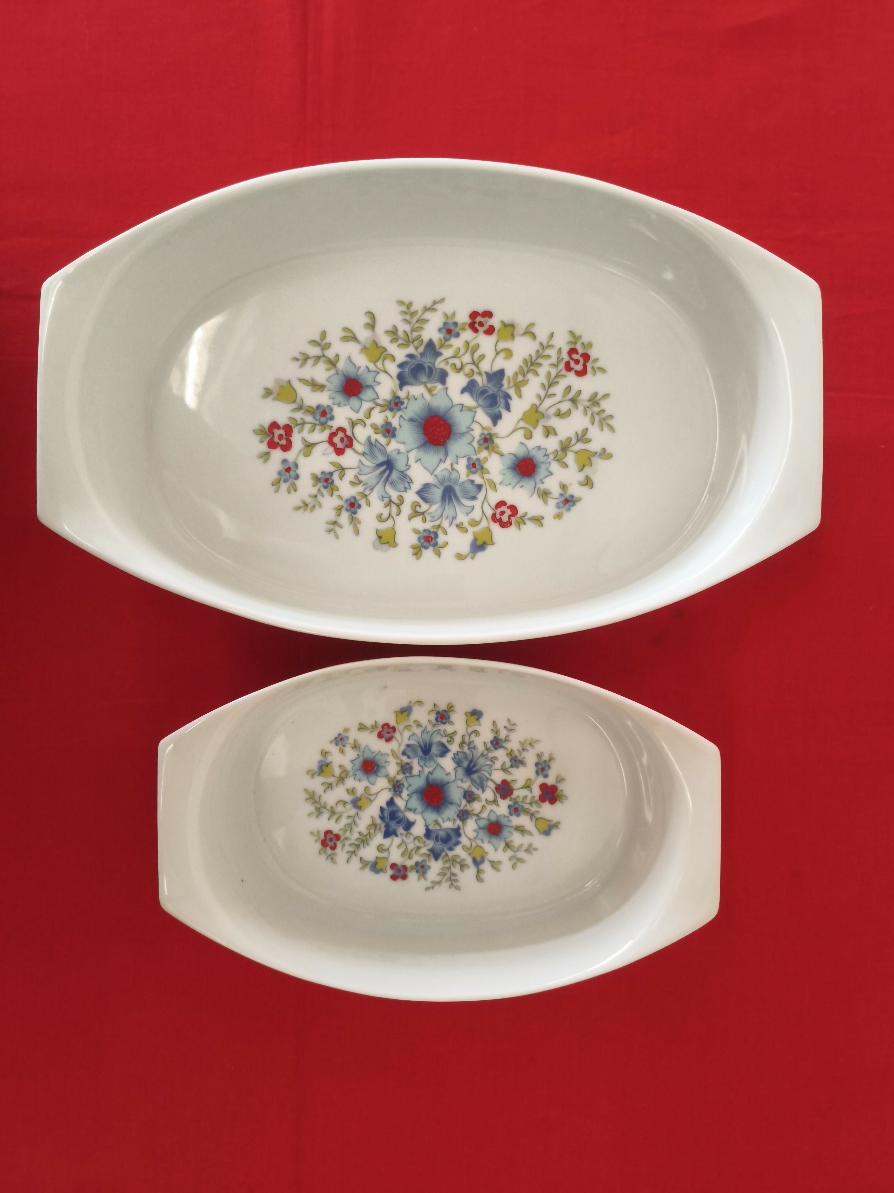 Travessas refratárias em porcelana Real com motivos florais