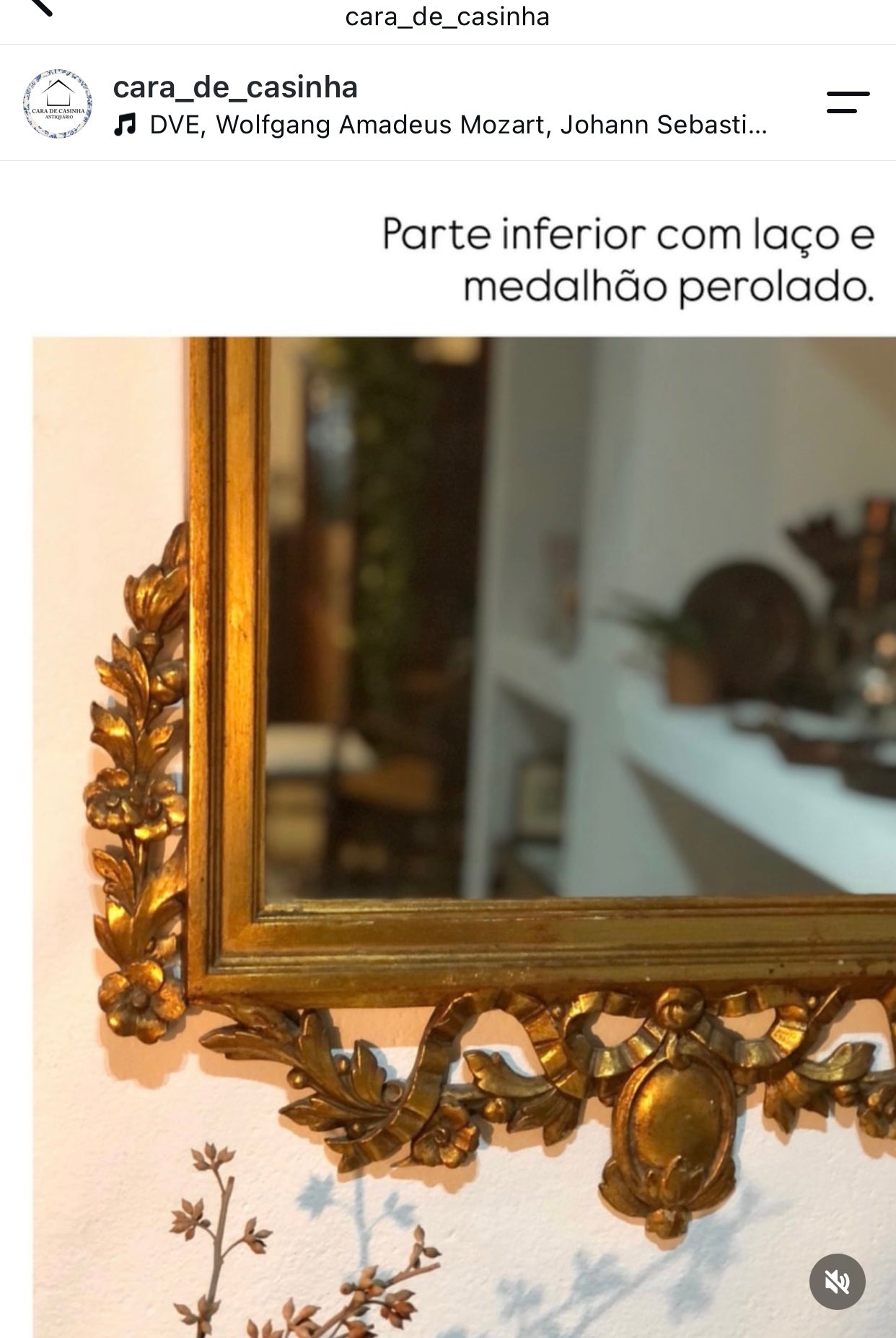 Espelho dourado em madeira estilo Império francês centenário