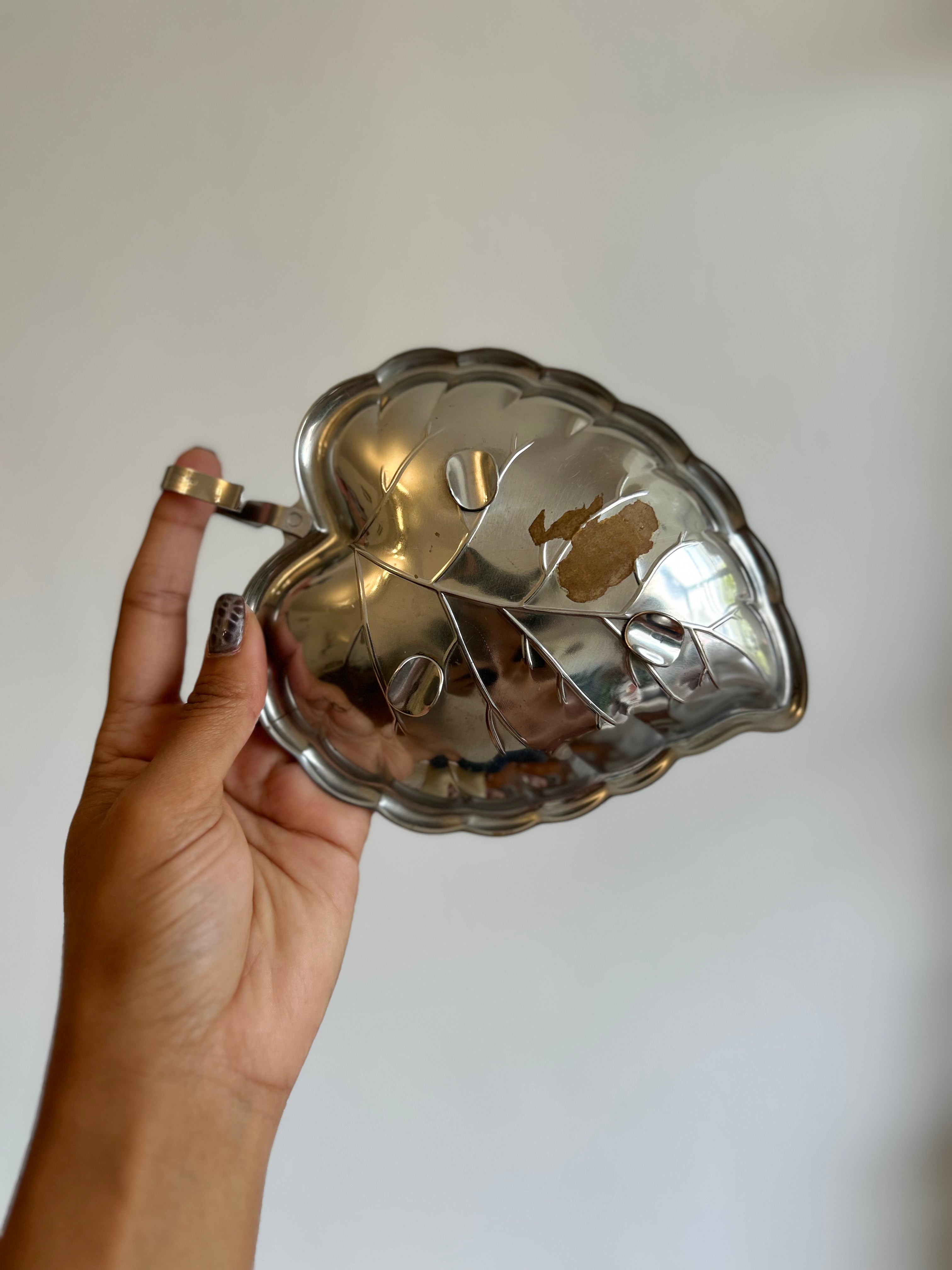 Petisqueira / Vide-Poche Vintage em Inox Meridional 18/8 – Formato Folha