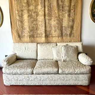 Raridade "lote" com 3 sofás década de 80s estrutura em madeira maciça. Estofado jacquard adamascado cor bege