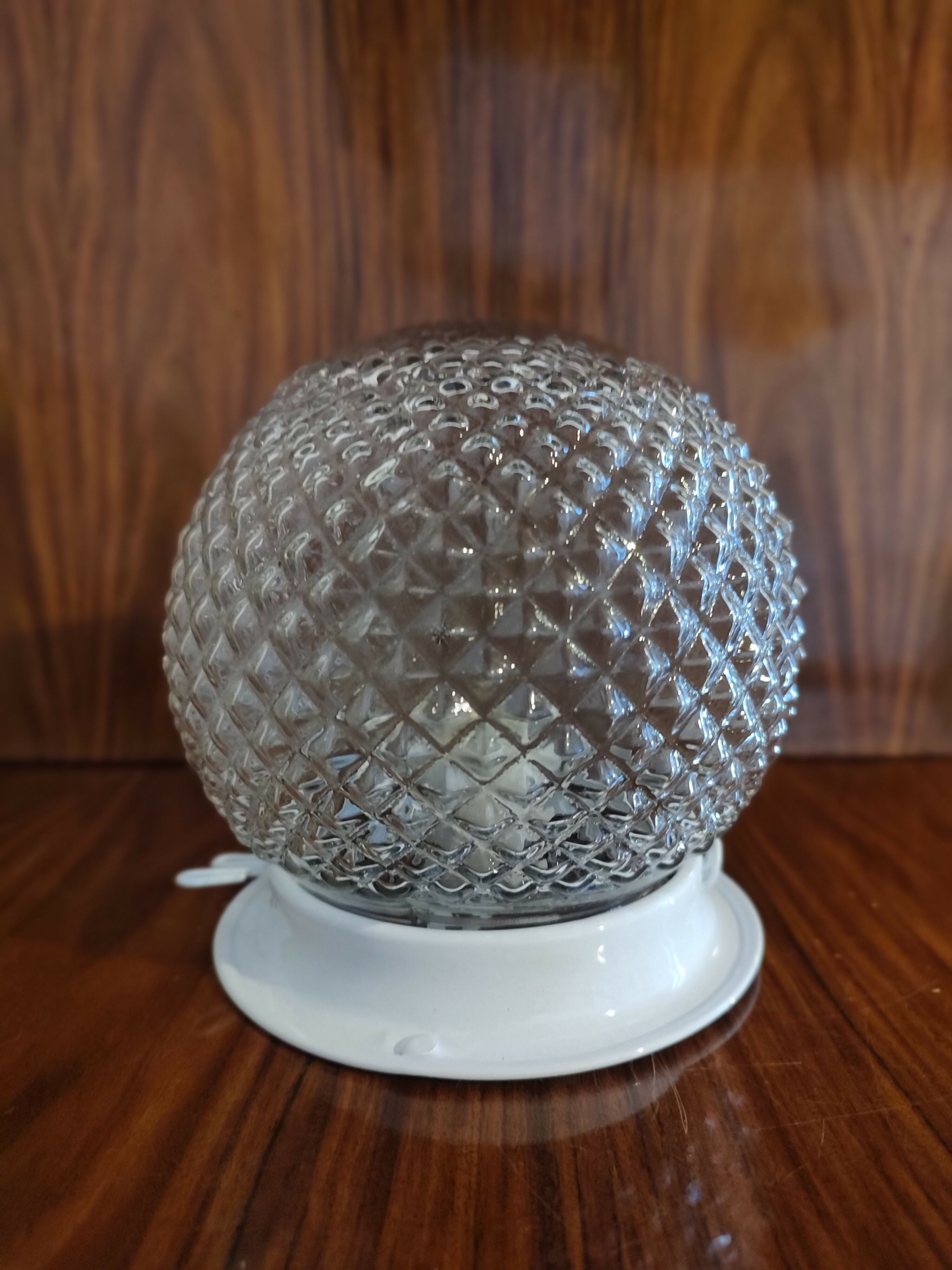 Antiga Cúpula / Lustre / Luminária Bola em vidro texturizado com bocal e plafon novos (valor unitário)