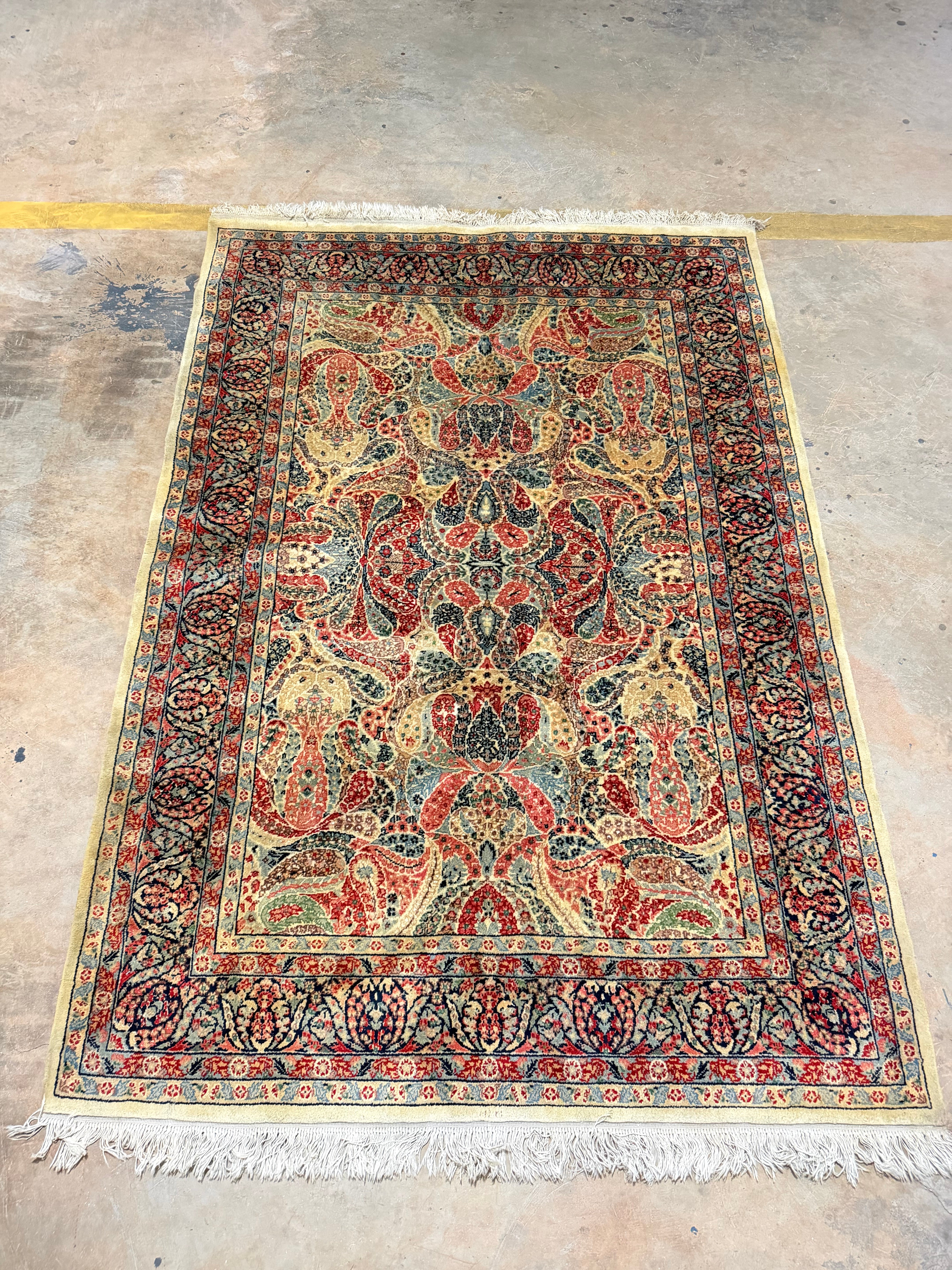 legítimo tapete persa kirman flowers 1,98x1,38m