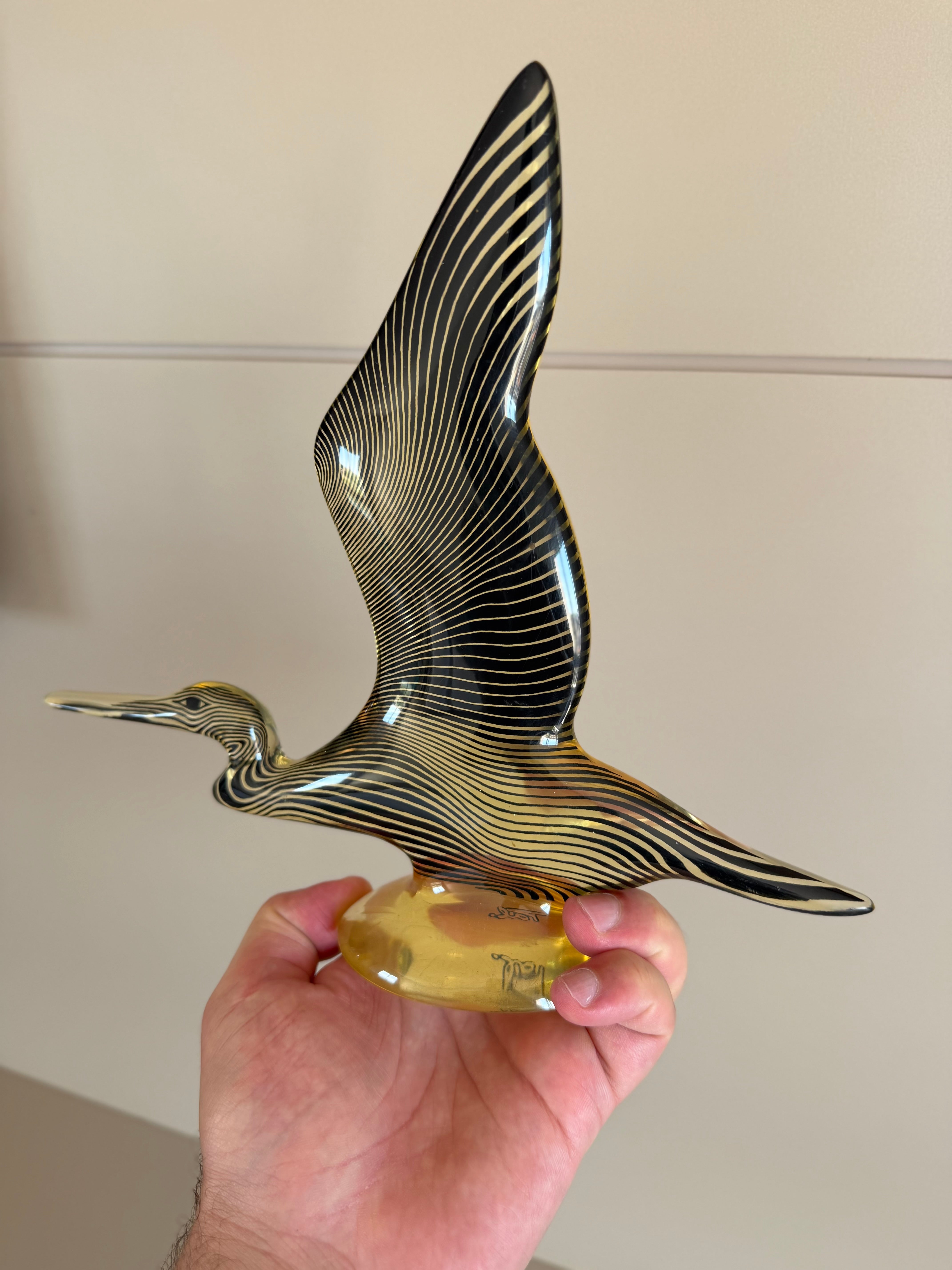 Legítima escultura abraham palatnik garça 26cm assinado