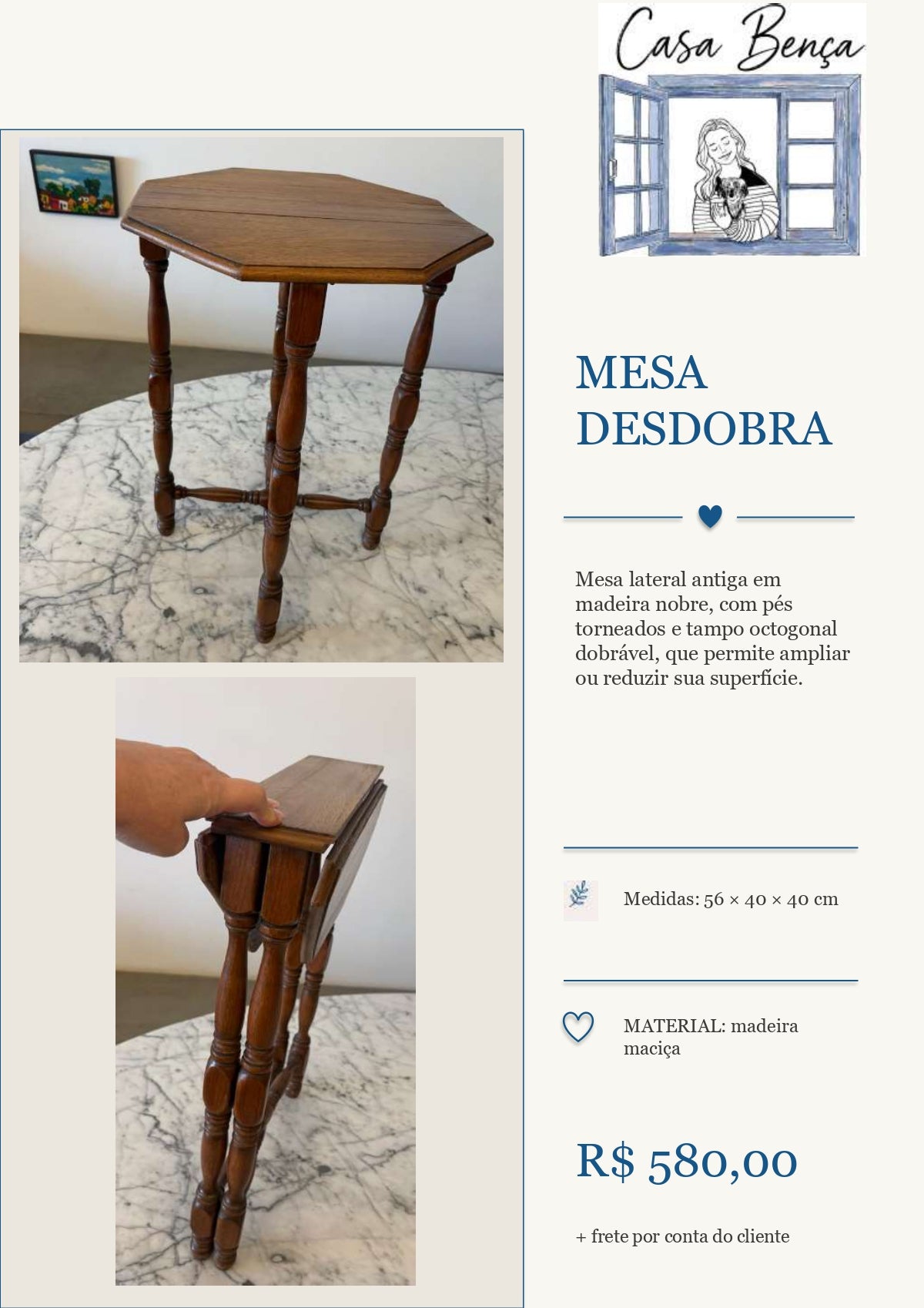 Mesa Lateral em madeira - Mesa "Desdobra"