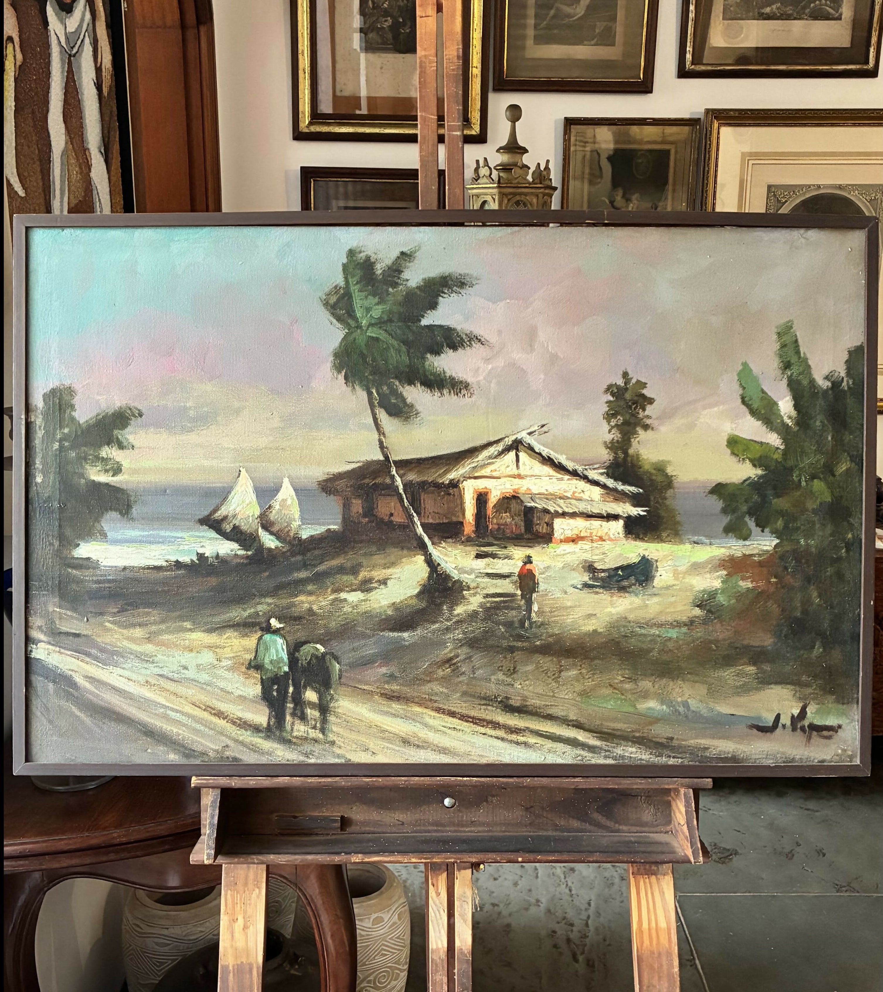 Quadro Óleo Sobre Tela Paisagem Litorânea